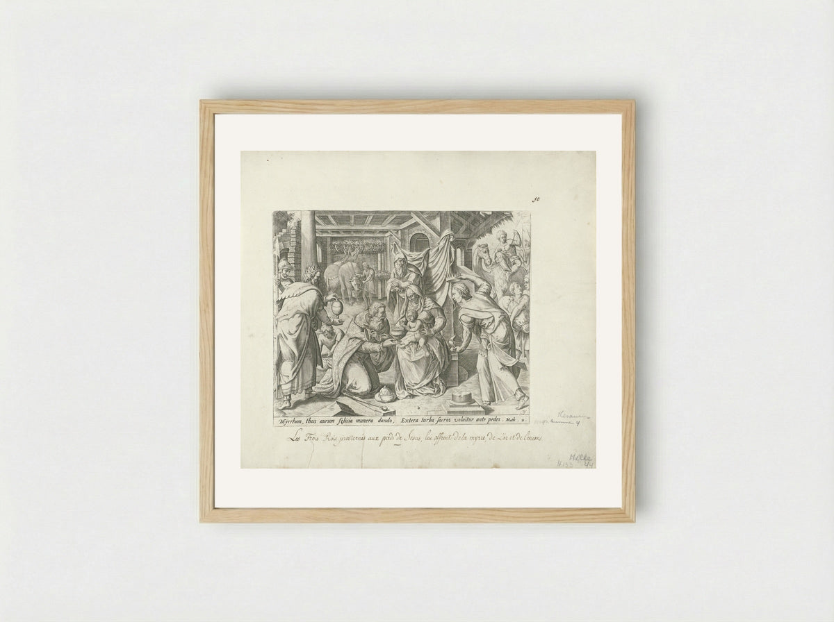 Aanbidding der koningen - Gerard de Jode - Framed Print Wood