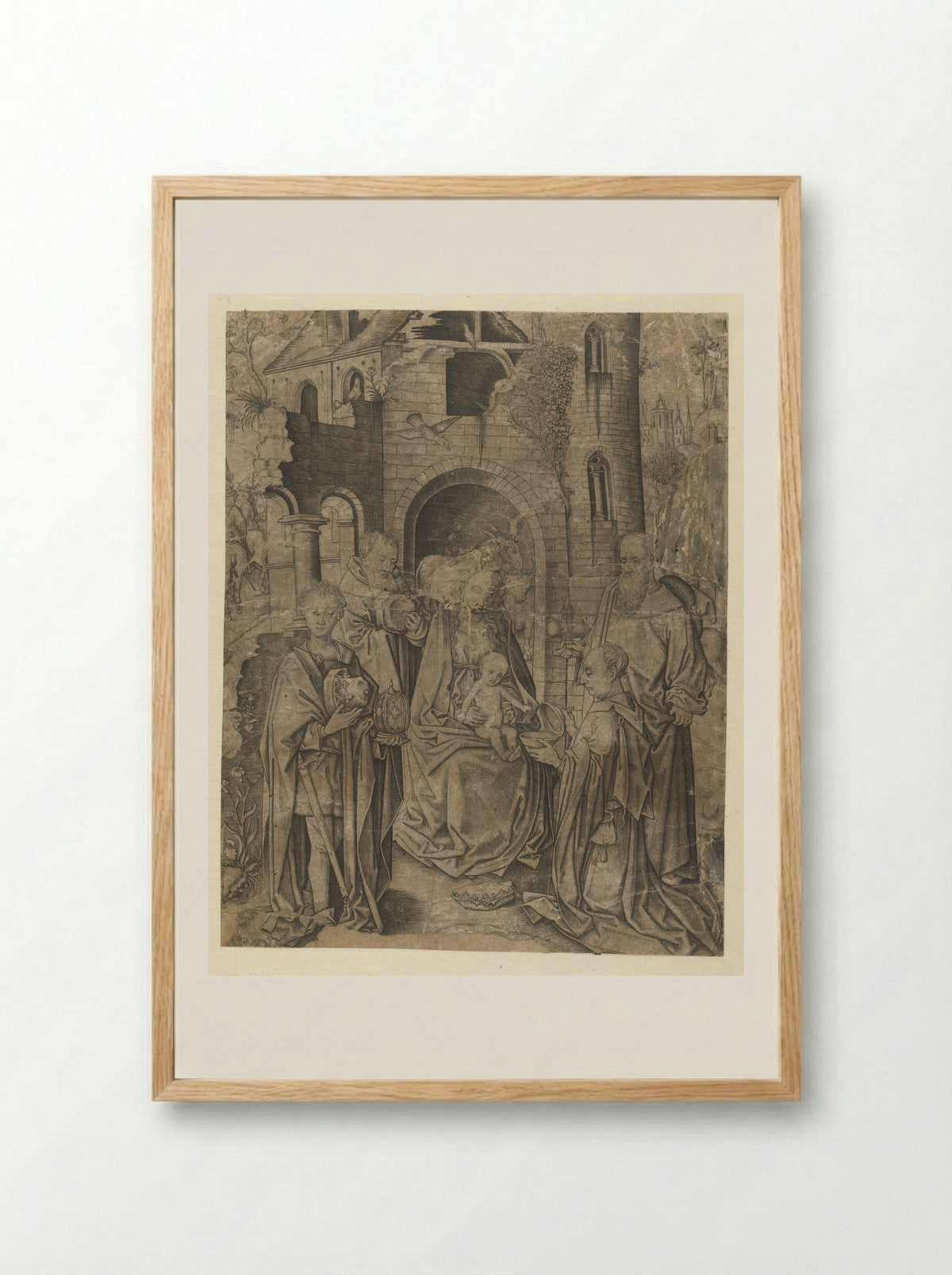 Aanbidding der koningen - Meester IAM van Zwoll - Framed Print Wood