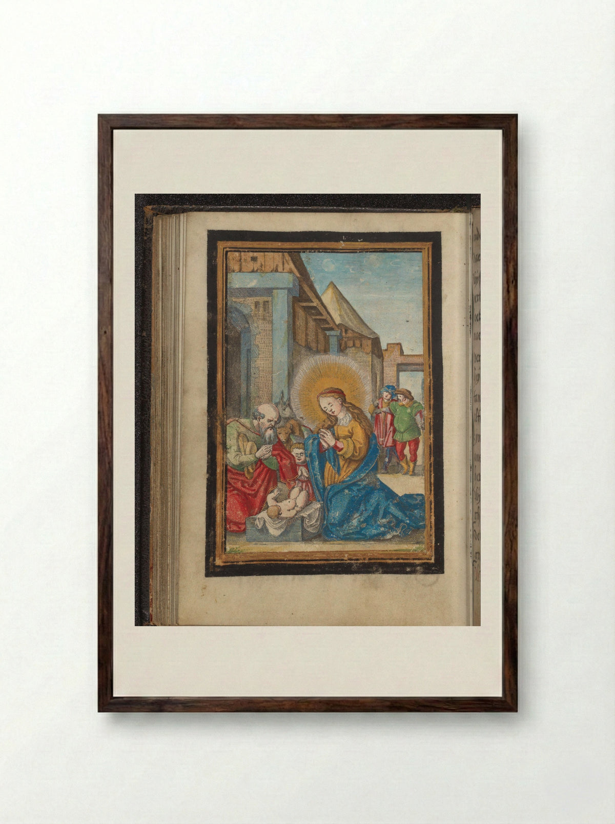 Aanbidding door Jozef en Maria - Frans Crabbe van Espleghem - Framed Print Dark Wood