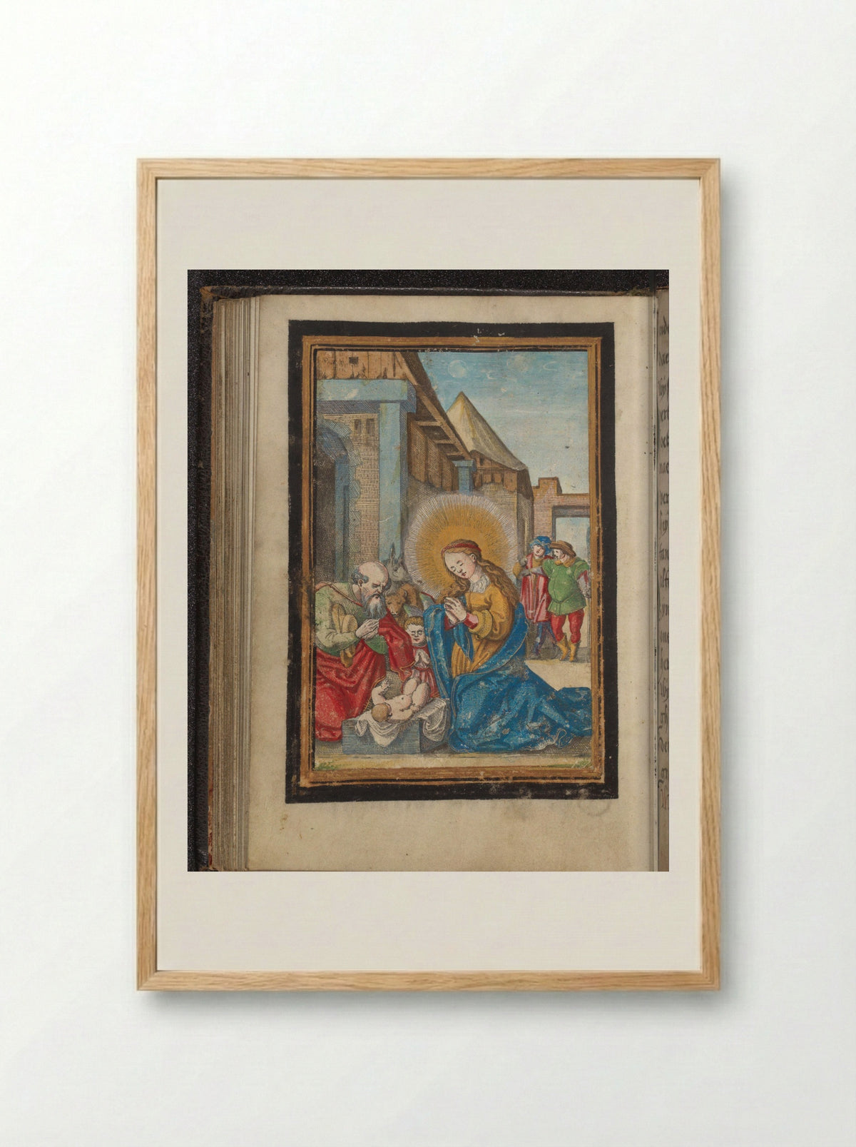 Aanbidding door Jozef en Maria - Frans Crabbe van Espleghem - Framed Print Wood