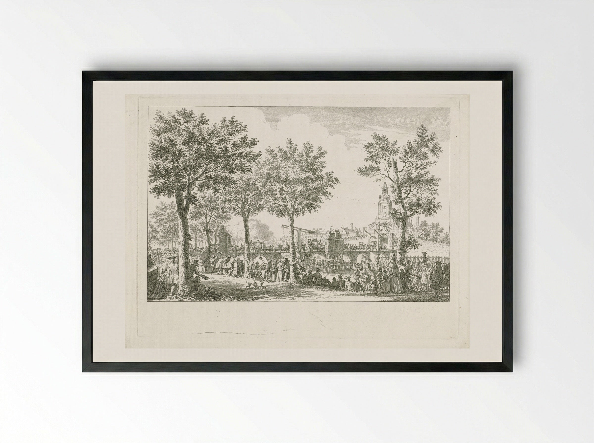 Aankomst van Willem V en Wilhelmina van Pruisen bij de Haarlemmerpoort - Simon Fokke - Framed Print Black
