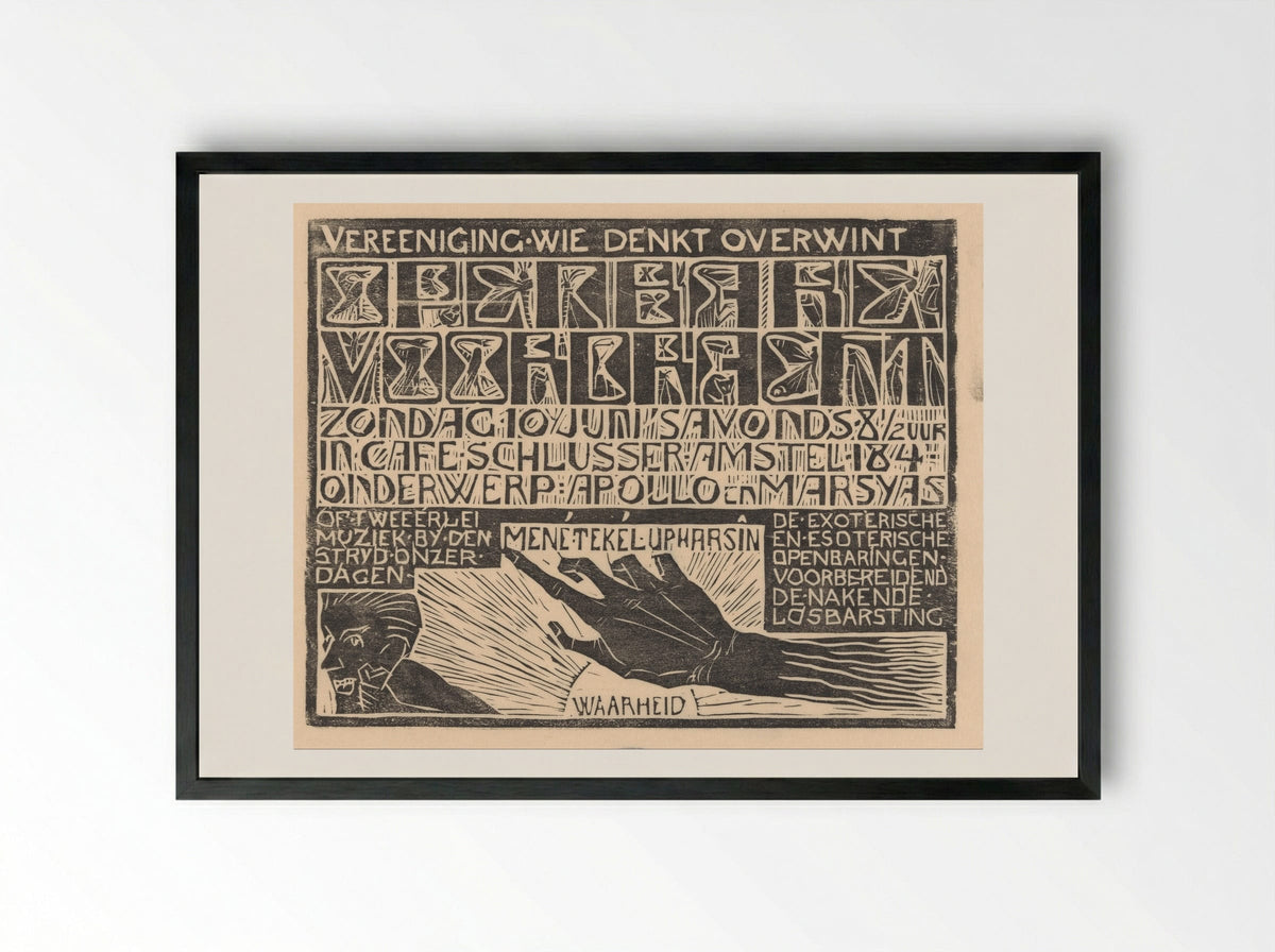 Aankondiging voordracht 'Apollo en Marsyas' - Mathieu Lauweriks - Framed Print Black