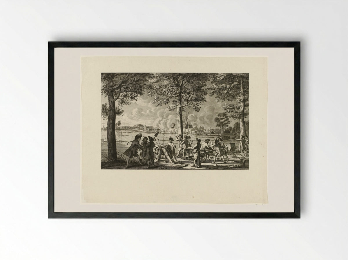 Aanval op de stad Weesp, 30 september 1787 - Cornelis Brouwer - Framed Print Black