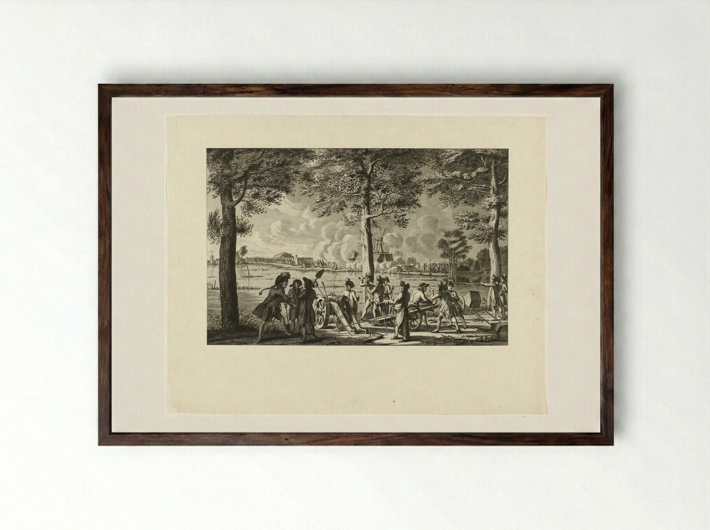 Aanval op de stad Weesp, 30 september 1787 - Cornelis Brouwer - Framed Print Dark Wood