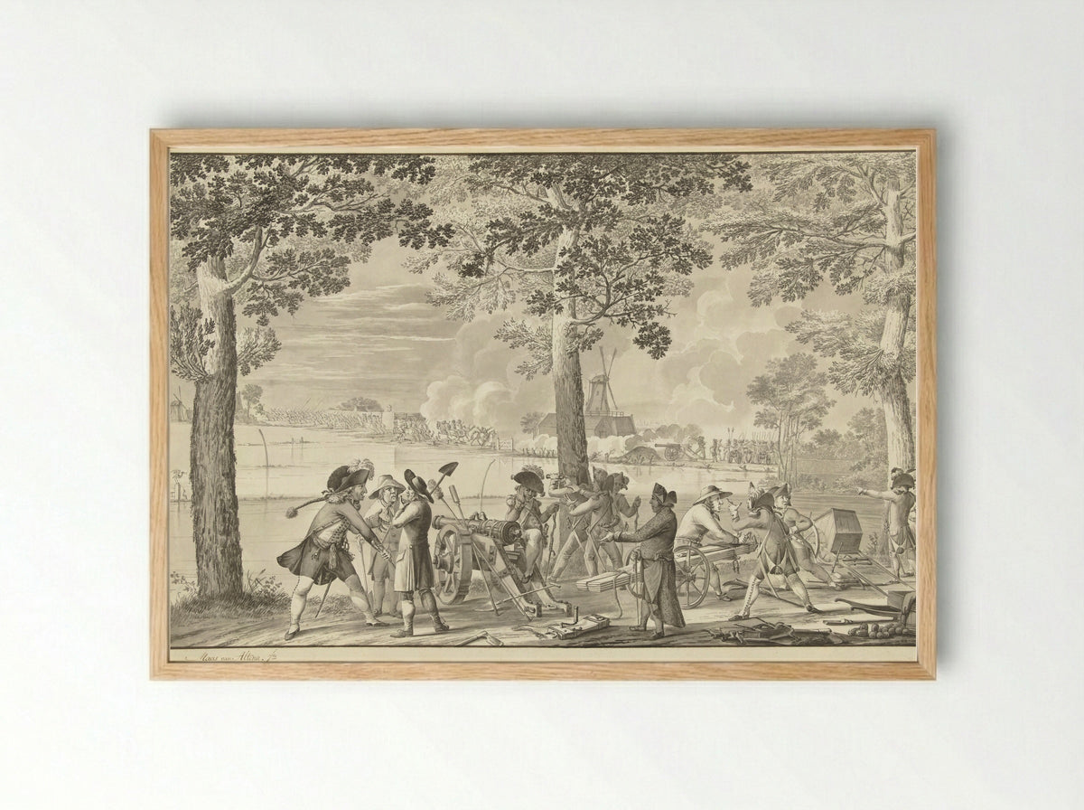 Aanval van de Pruisische troepen op Weesp, 30 september 1787 - Maas van Altena - Framed Print Wood