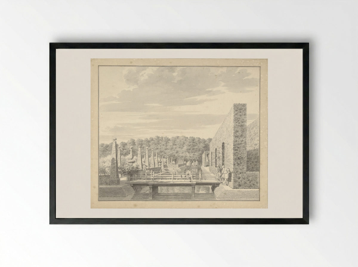 Aanzichten van het landgoed Spieringshoek tussen Schiedam en Vlaardingen - Cornelis Pronk - Framed Print Black