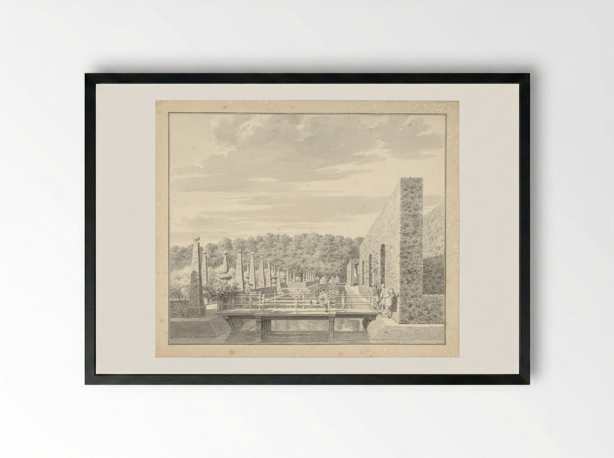 Aanzichten van het landgoed Spieringshoek tussen Schiedam en Vlaardingen - Cornelis Pronk - Framed Print Black