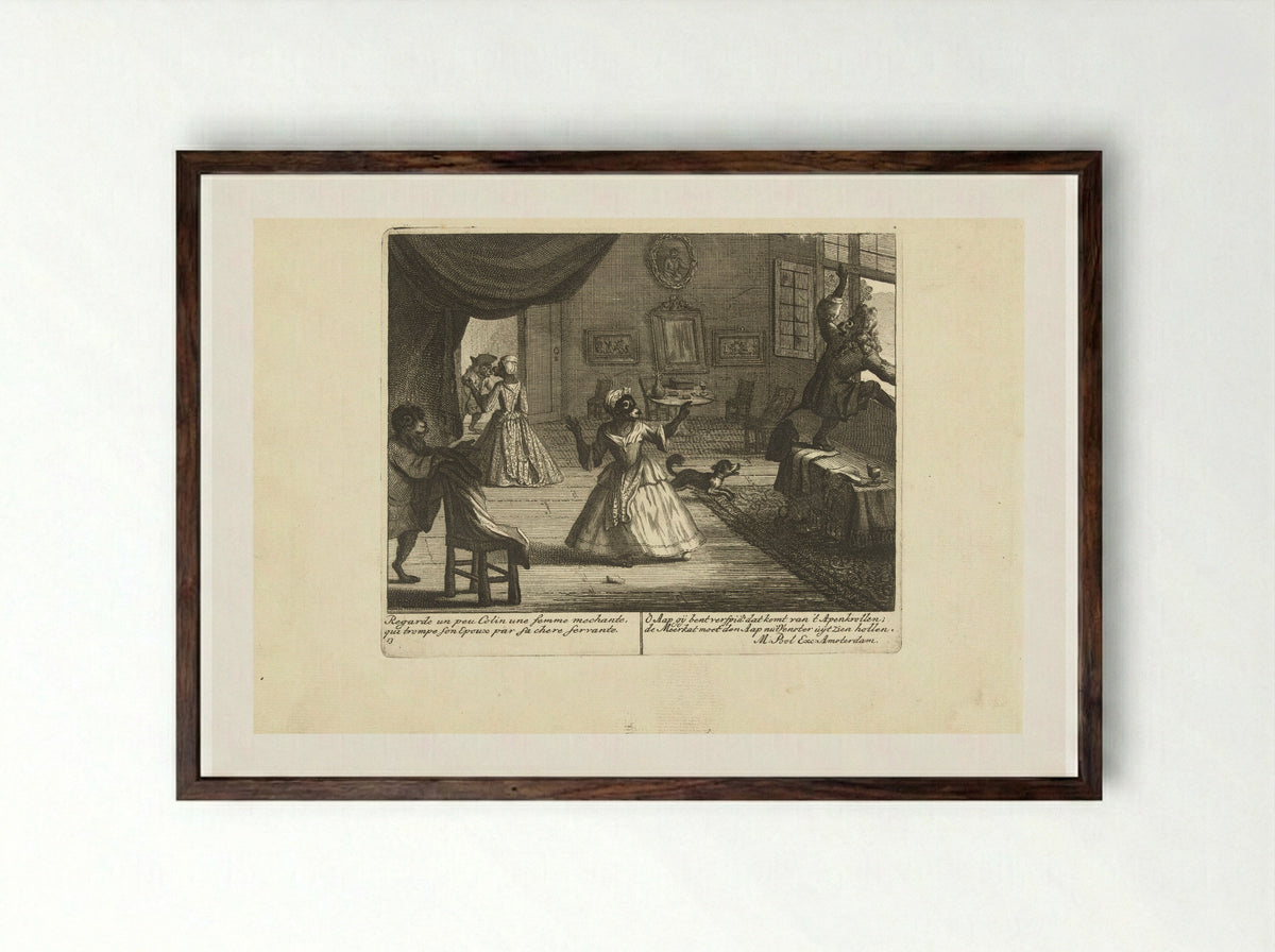 Aap als betrapte minnaar - Matthijs Pool - Framed Print Dark Wood