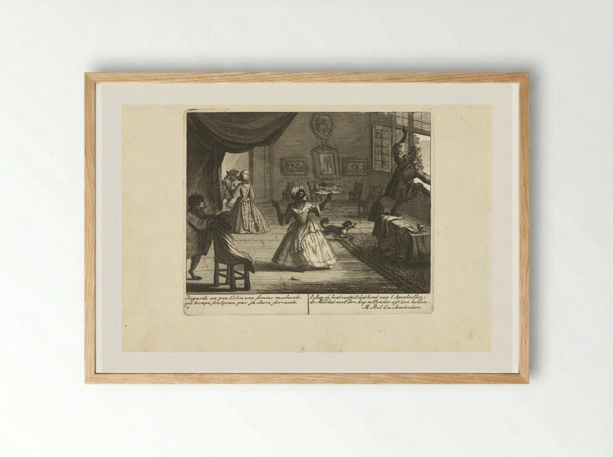 Aap als betrapte minnaar - Matthijs Pool - Framed Print Wood