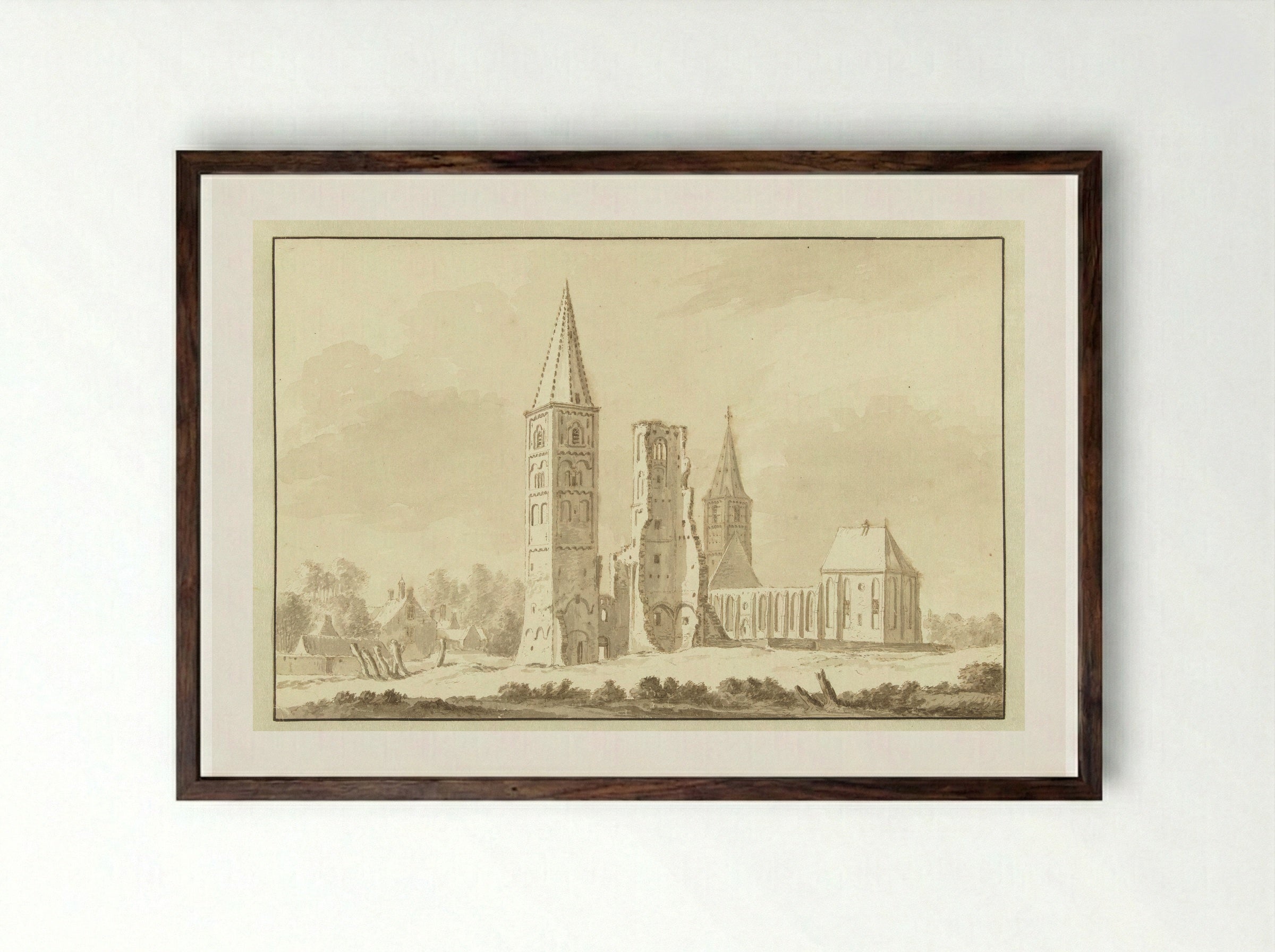 Abdij van Egmond - Abraham Rademaker - Framed Print Dark Wood