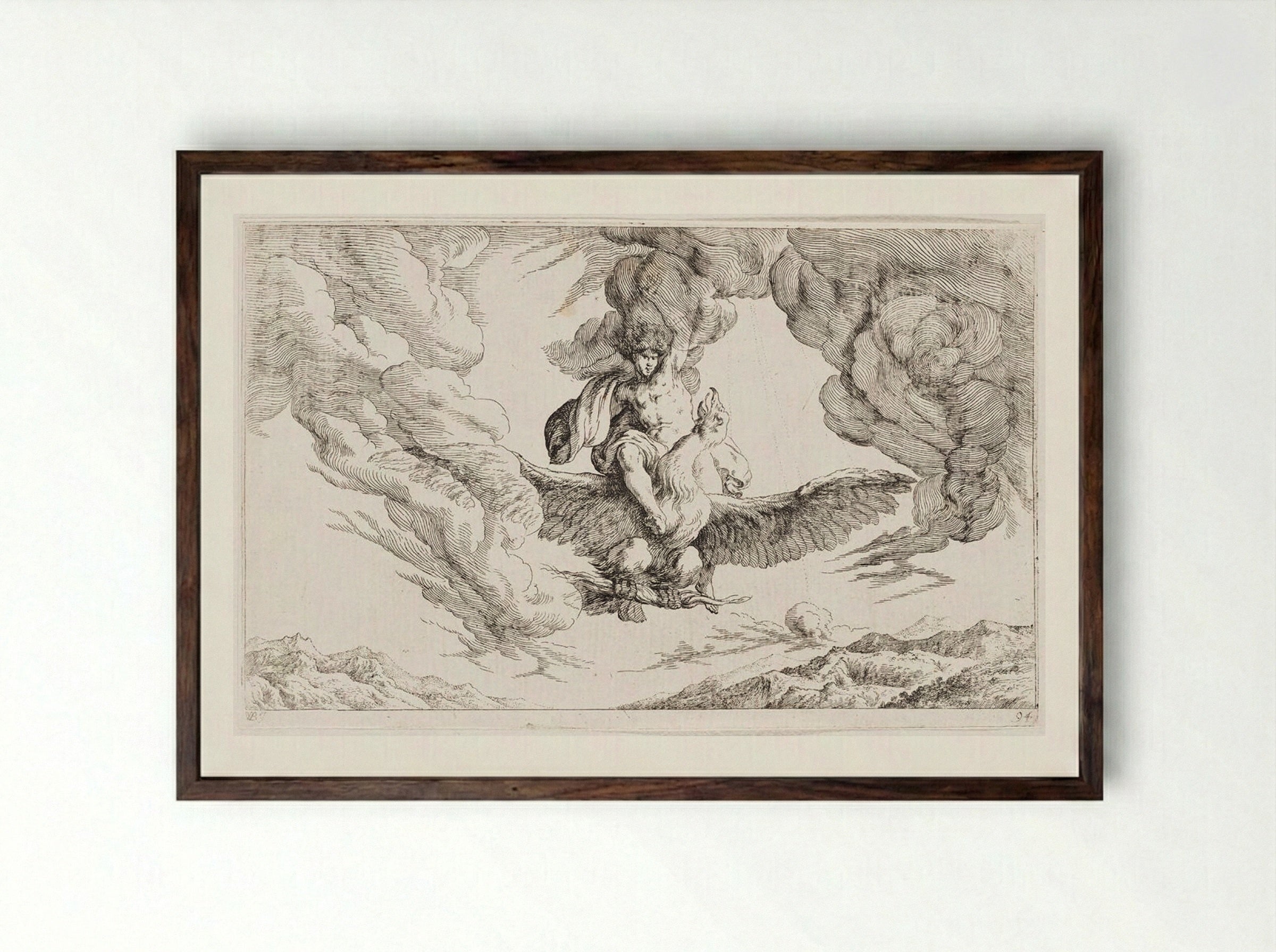 Abduction of Ganymede - Johann Wilhelm Baur - Framed Print Dark Wood