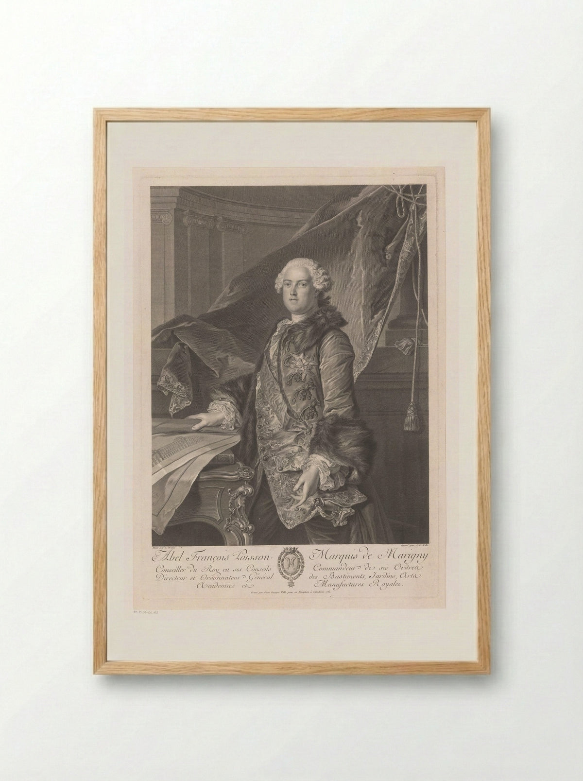 Abel François Poisson, Marquis of Marigny - Johann Georg Wille - Framed Print Wood