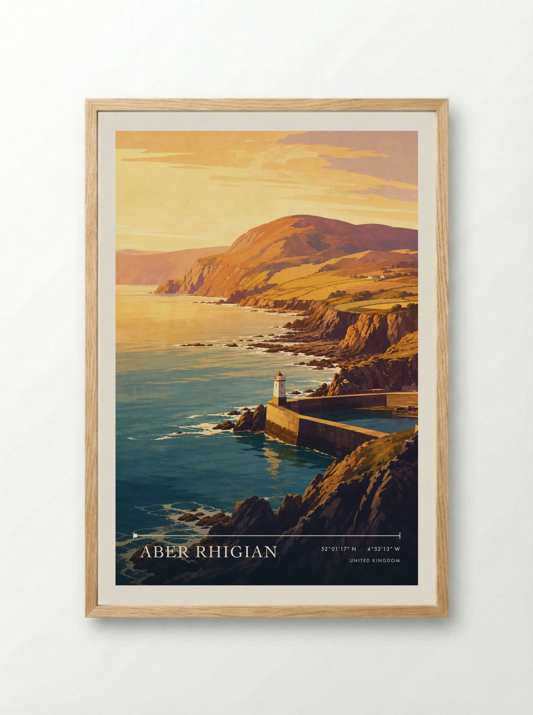 Aber Rhigian United Kingdom Travel Poster - Framed Print Wood