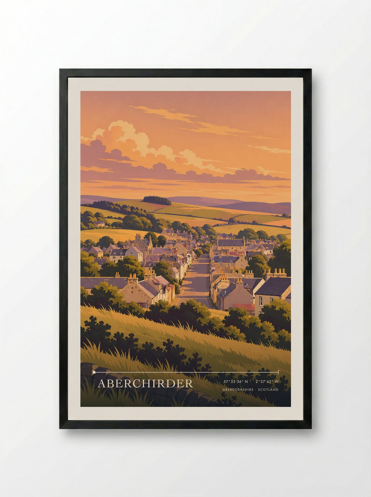 Aberchirder, Aberdeenshire | Travel Poster - Framed Print Black