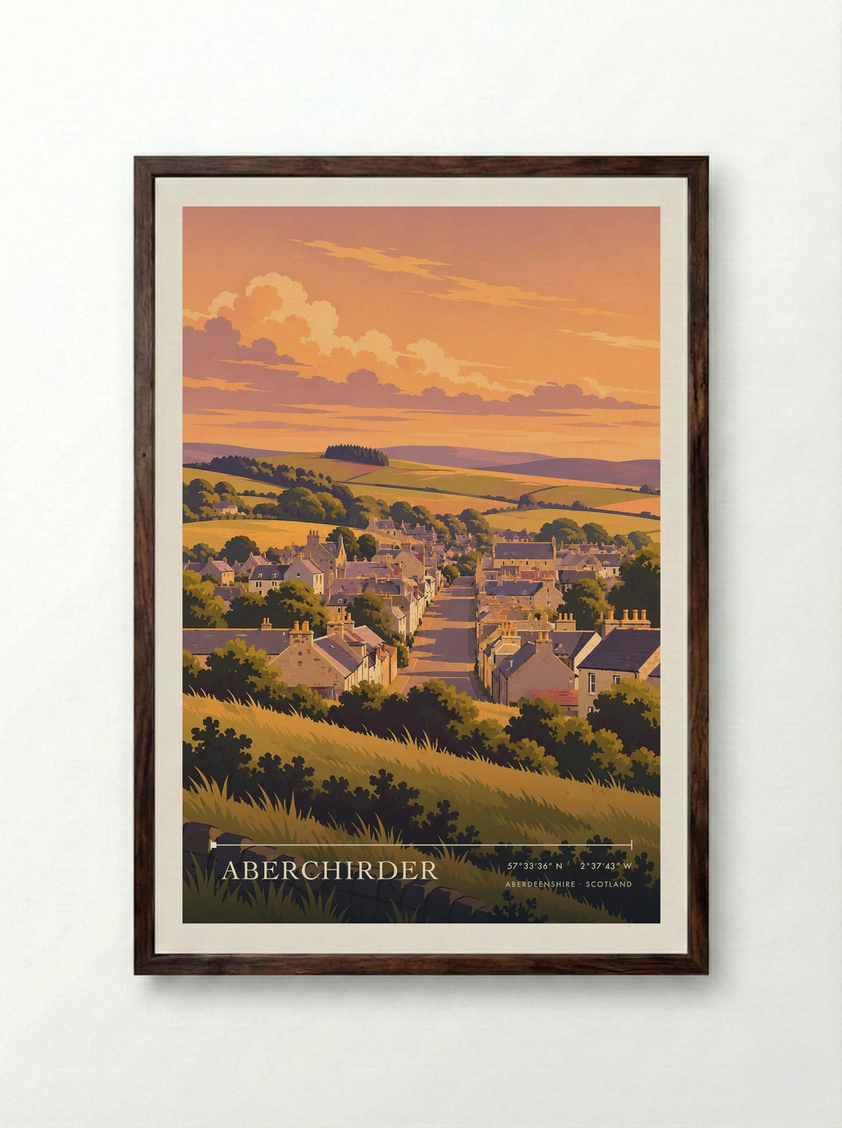 Aberchirder, Aberdeenshire | Travel Poster - Framed Print Dark Wood