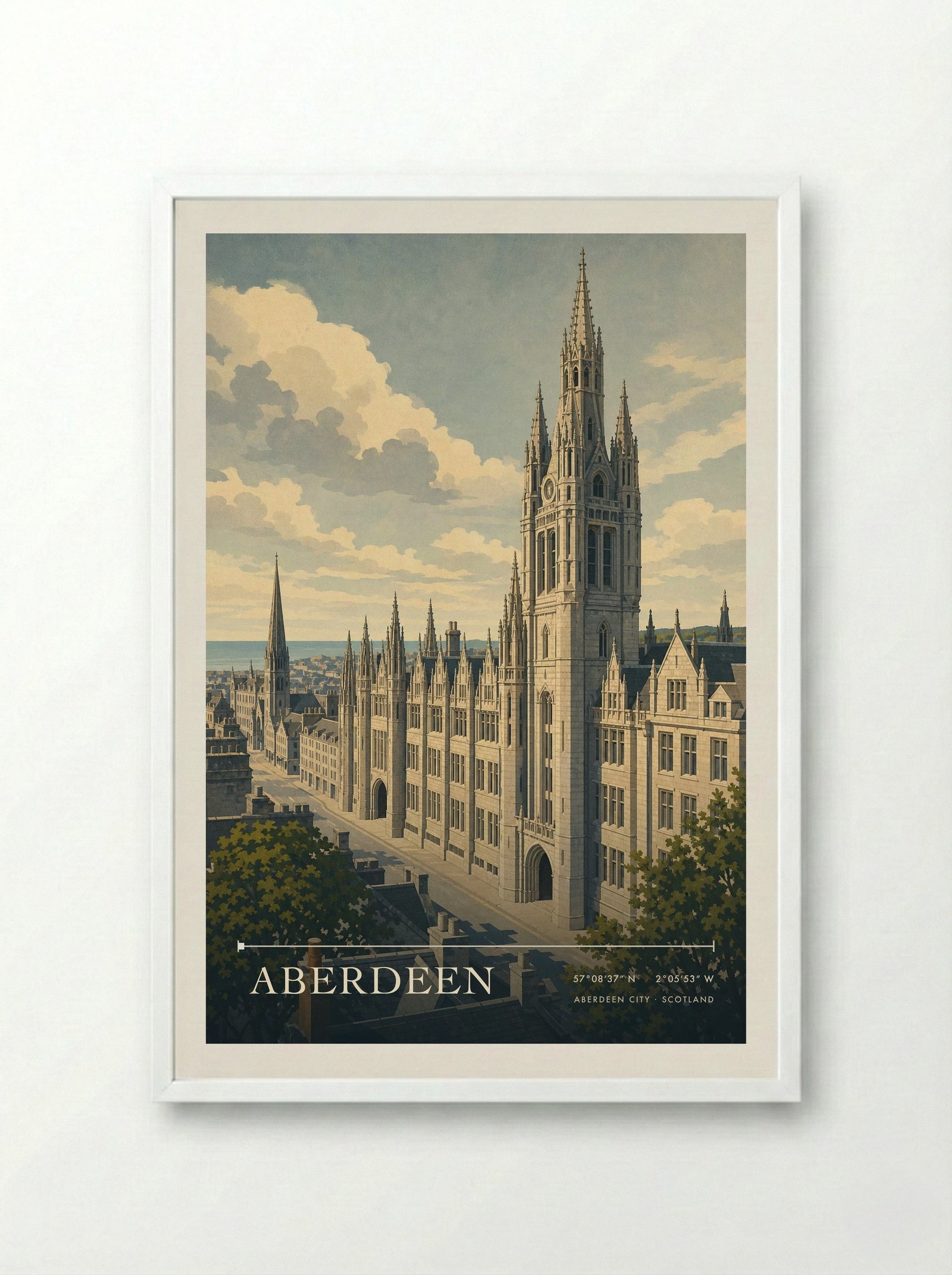 Aberdeen Aberdeen City Scotland Travel Poster - Framed Print White