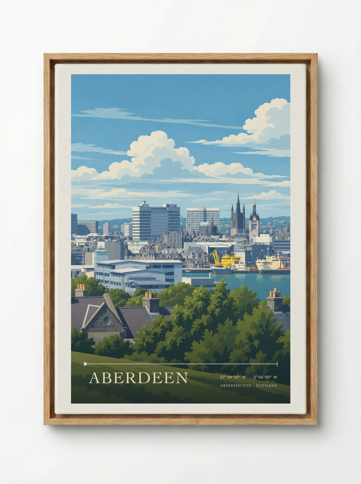 Aberdeen, Aberdeen City | Travel Poster - Framed Canvas Wood