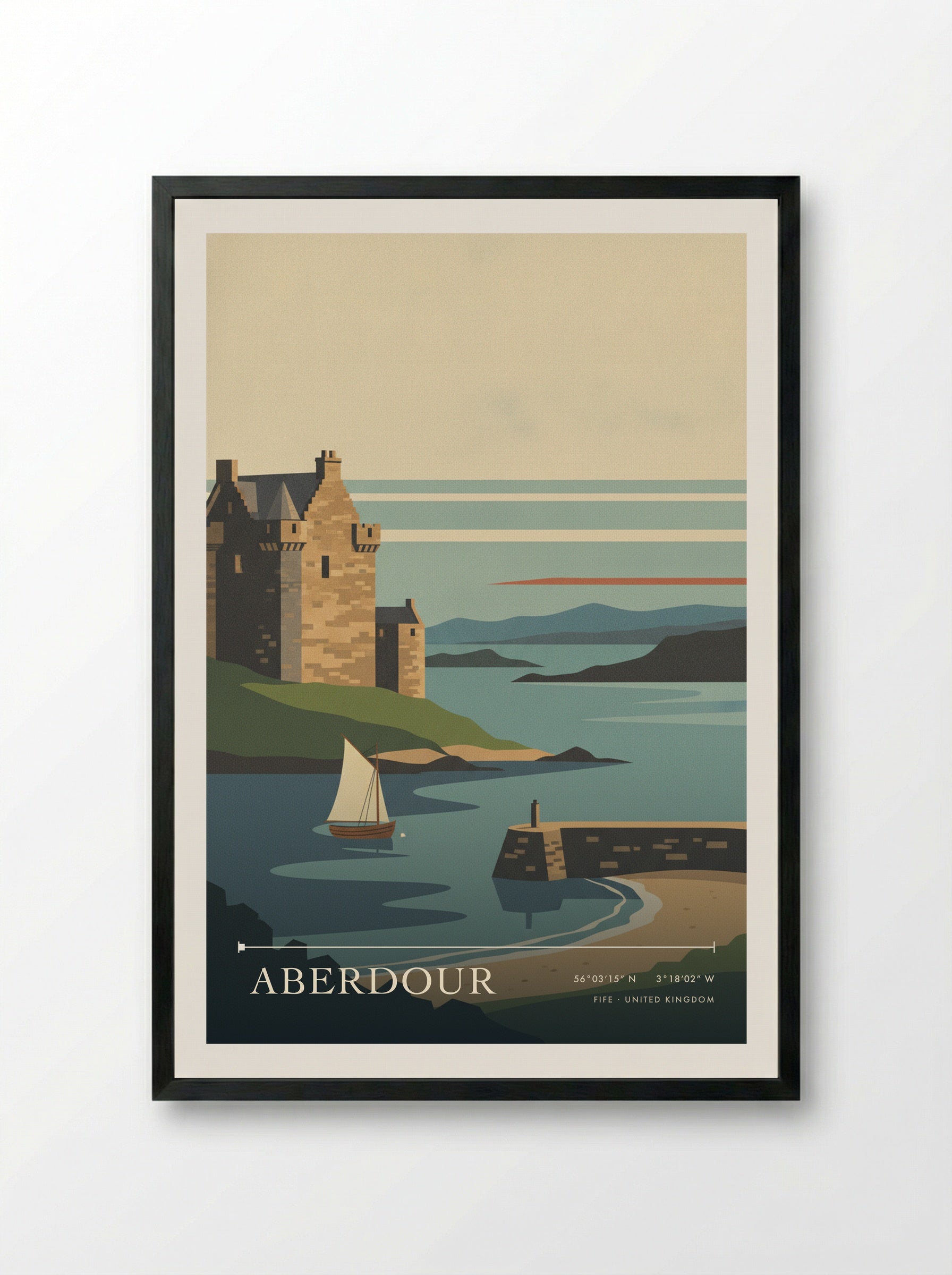 Aberdour Fife United Kingdom Travel Poster - Framed Print Black