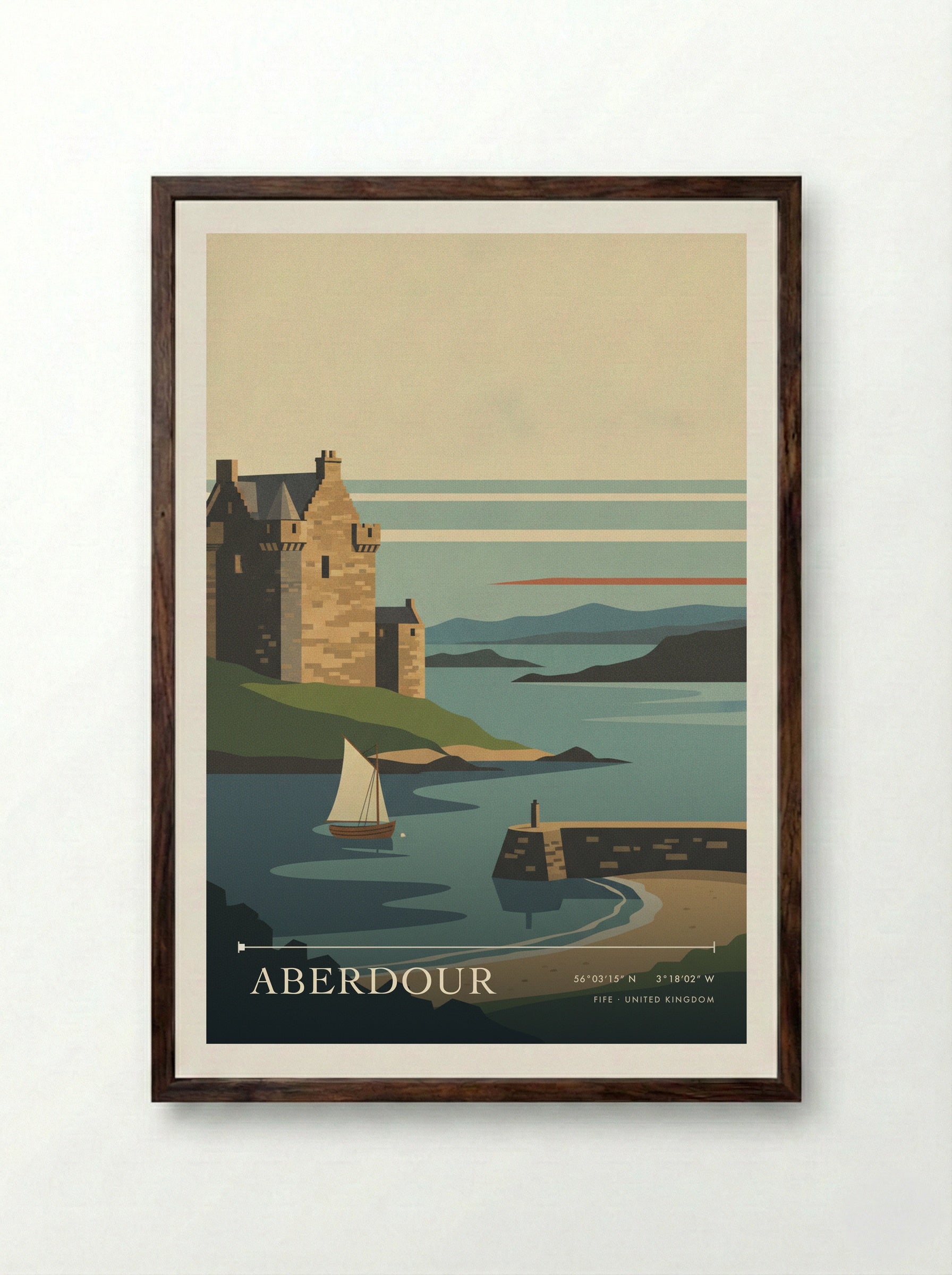 Aberdour Fife United Kingdom Travel Poster - Framed Print Dark Wood