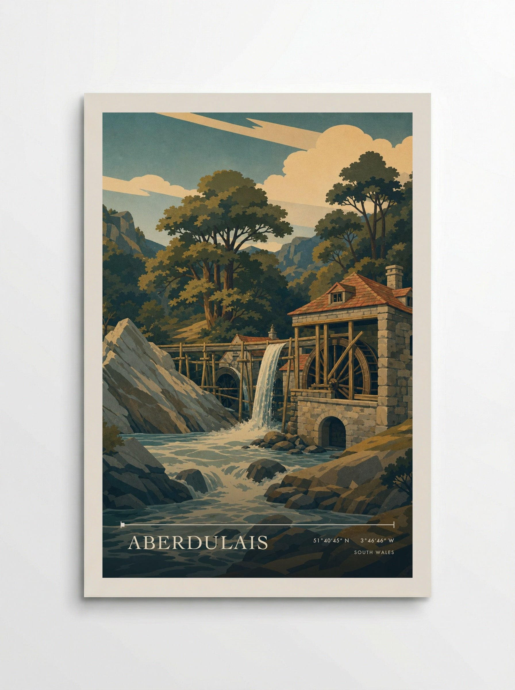 Aberdulais South Wales Wales Travel Poster - Poster