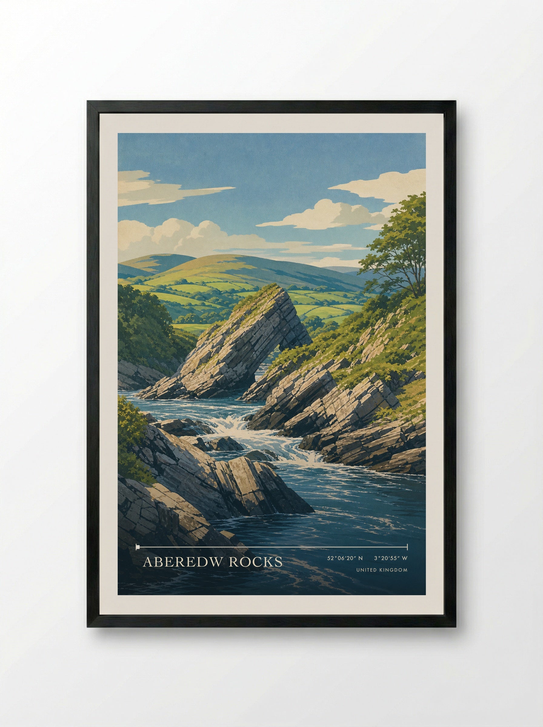 Aberedw Rocks United Kingdom Travel Poster - Framed Print Black
