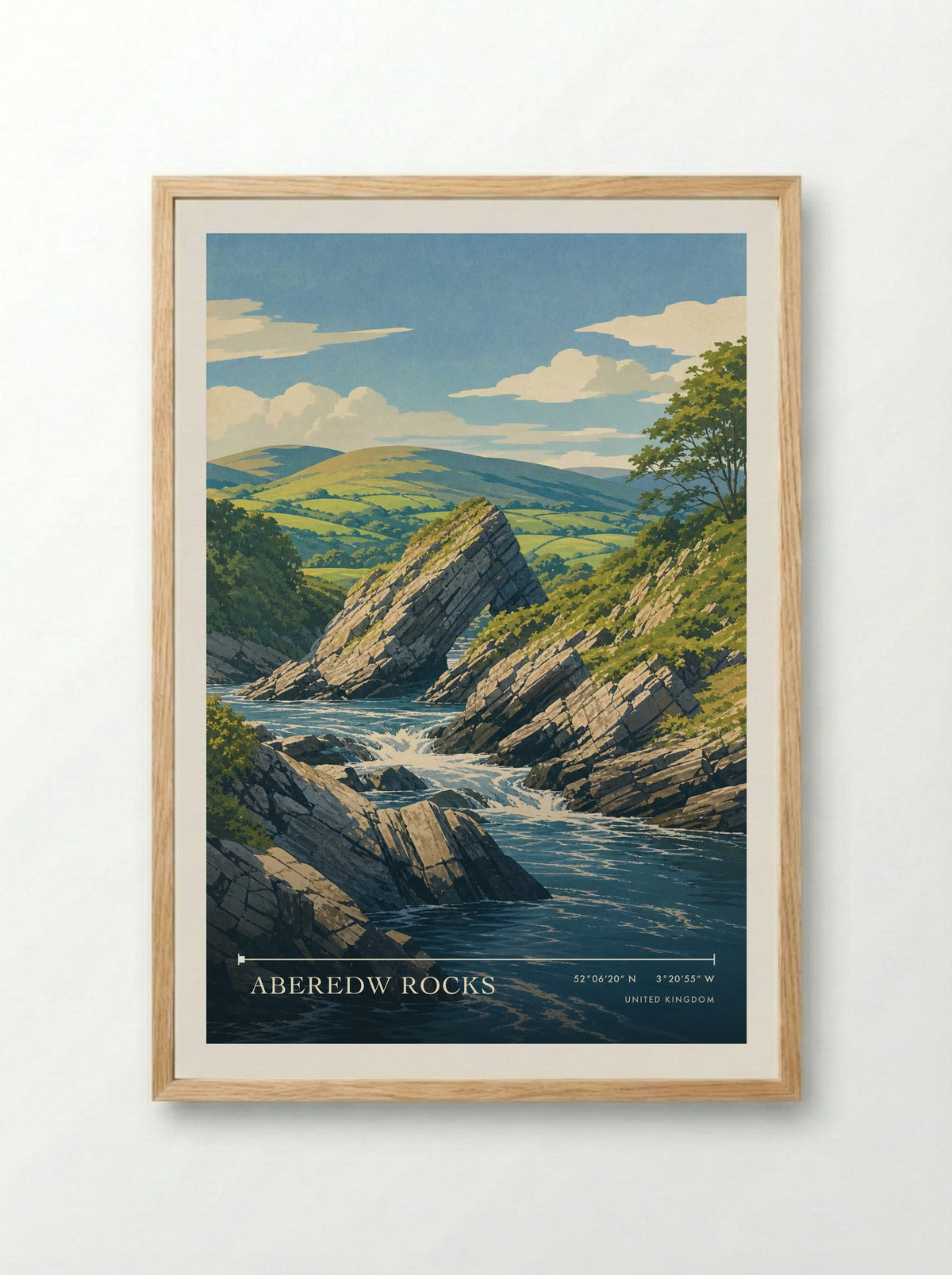 Aberedw Rocks United Kingdom Travel Poster - Framed Print Wood