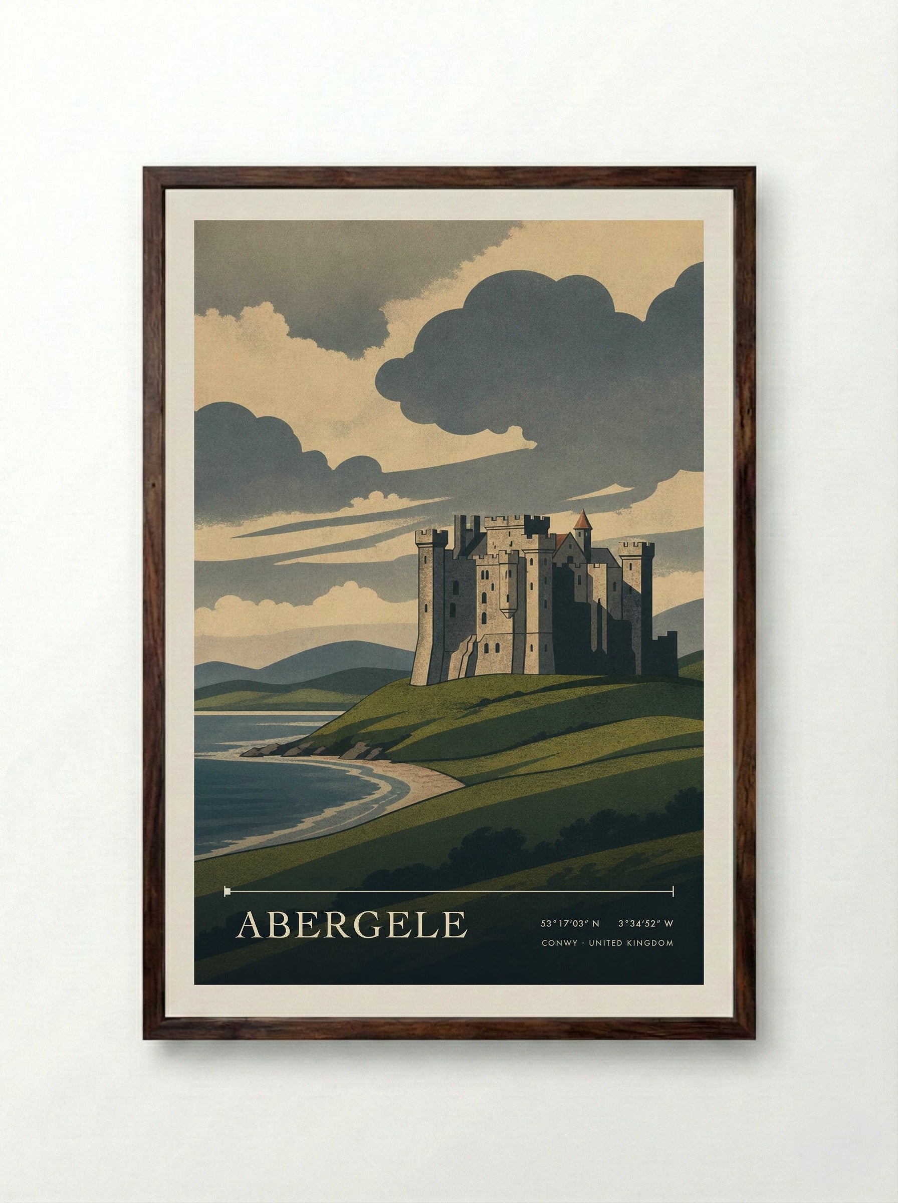 Abergele Conwy United Kingdom Travel Poster - Framed Print Dark Wood