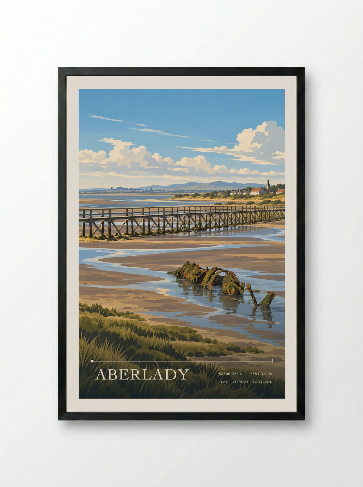 Aberlady, East Lothian | Travel Poster - Framed Print Black