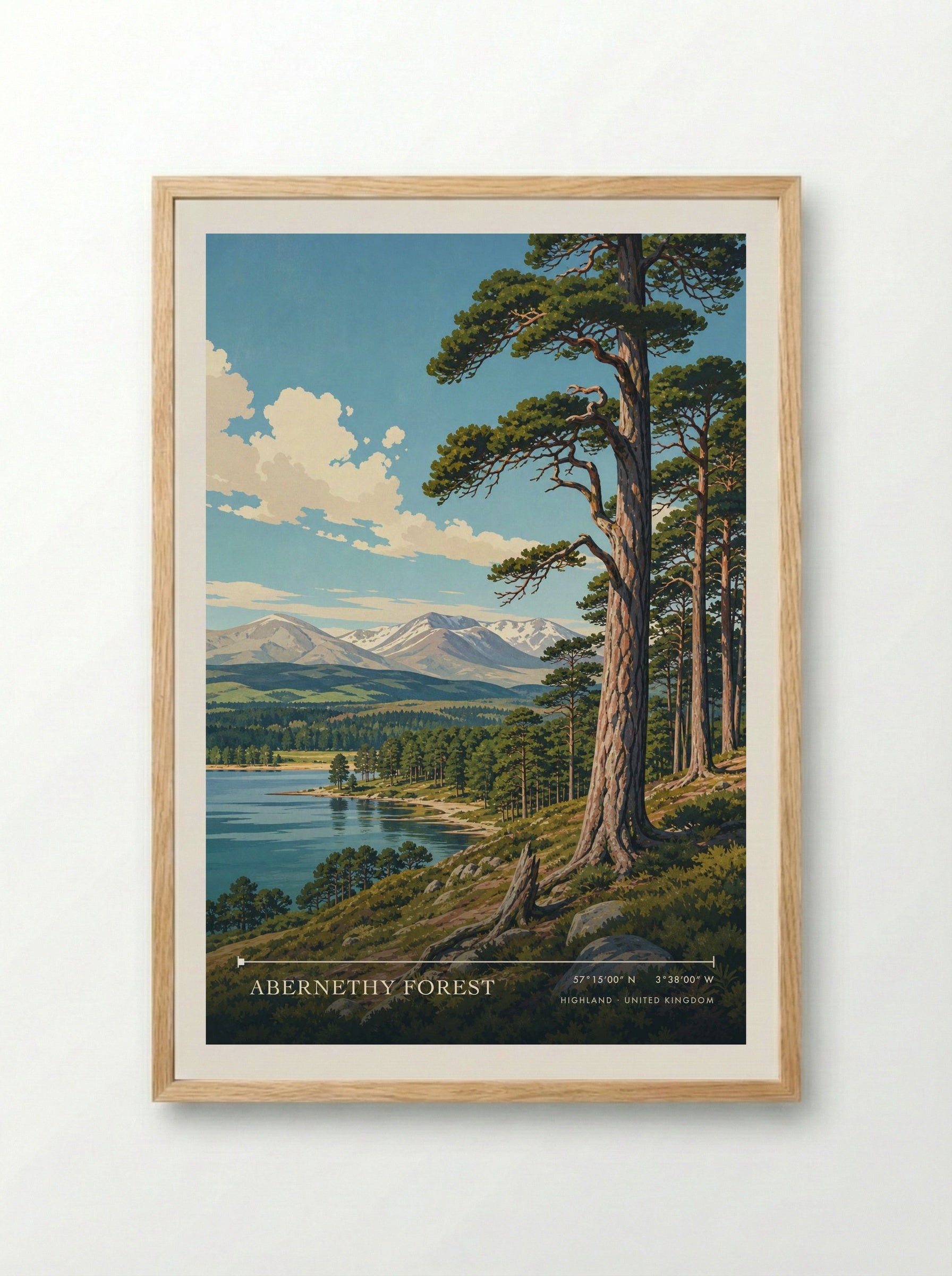 Abernethy Forest Highland United Kingdom Travel Poster - Framed Print Wood
