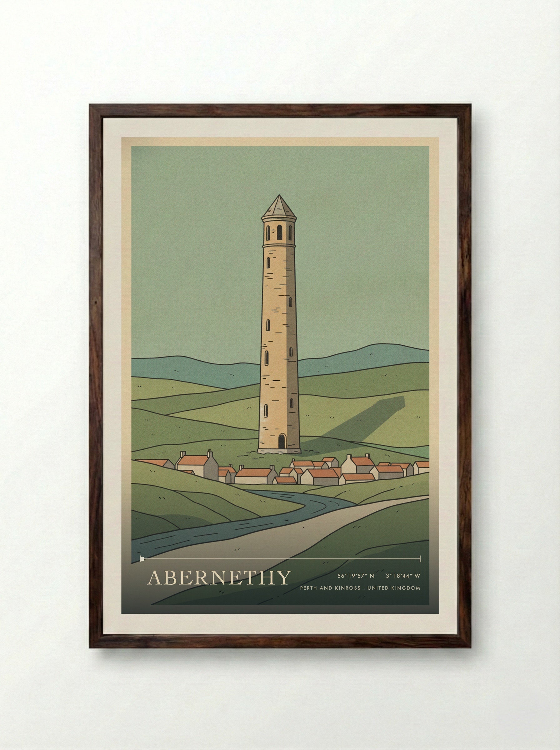 Abernethy Perth and Kinross United Kingdom Travel Poster - Framed Print Dark Wood