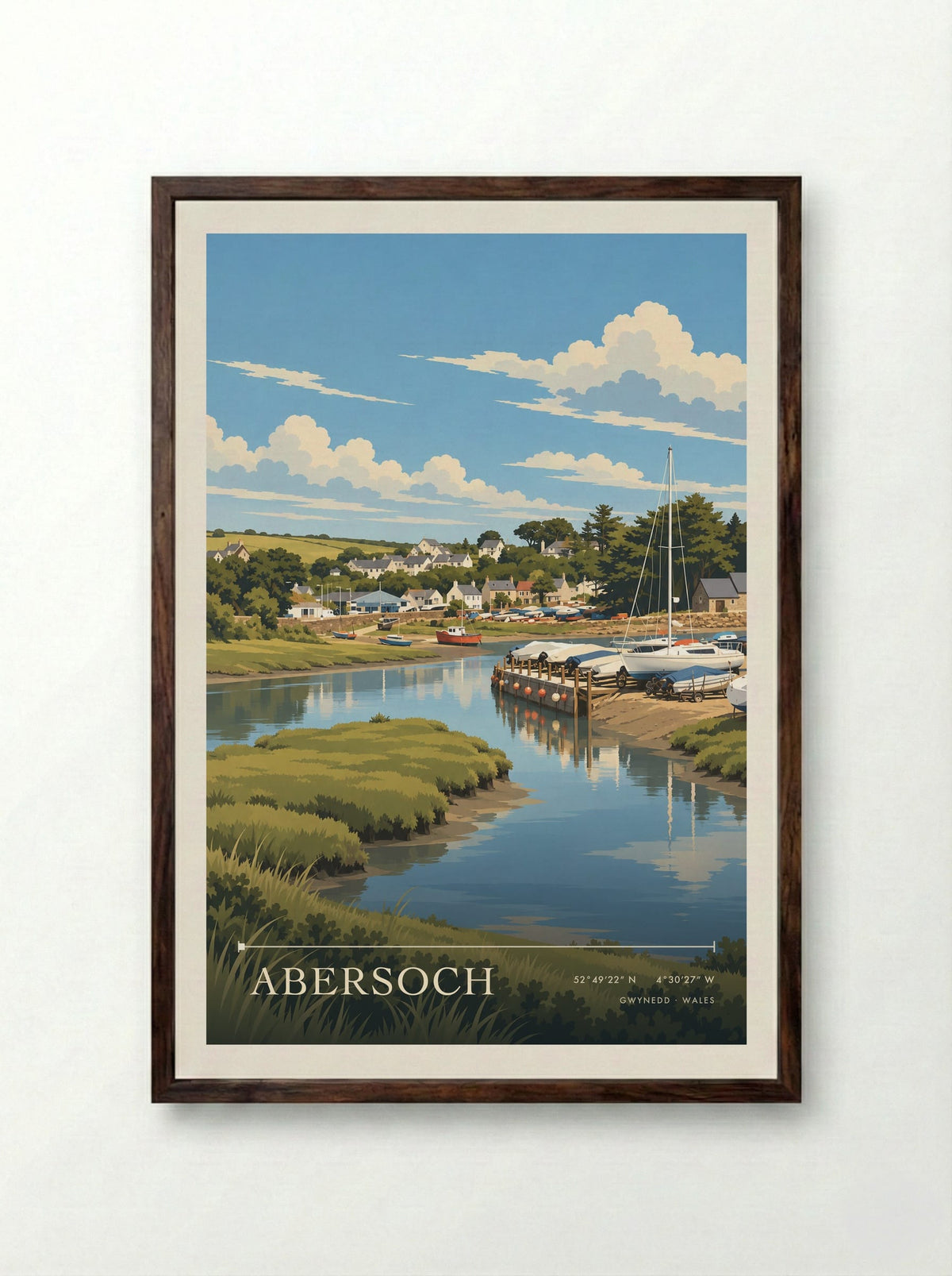 Abersoch, Gwynedd | Travel Poster - Framed Print Dark Wood