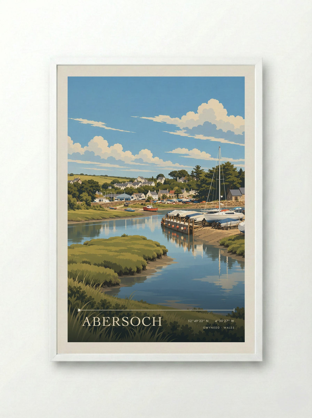 Abersoch, Gwynedd | Travel Poster - Framed Print White
