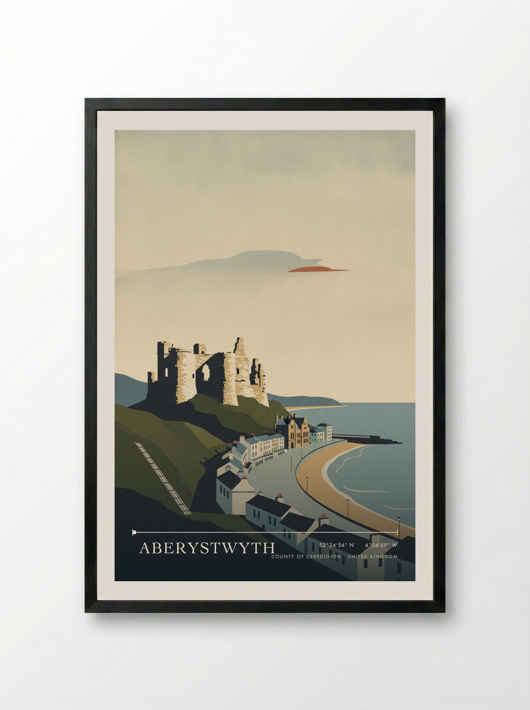 Aberystwyth County of Ceredigion United Kingdom Travel Poster - Framed Print Black