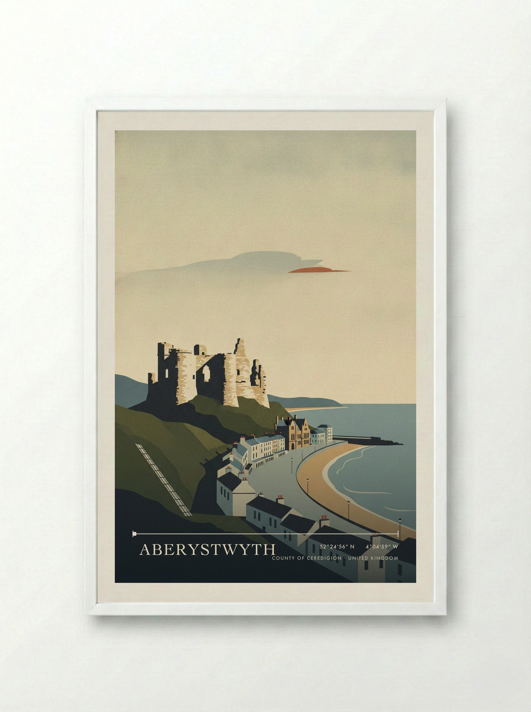 Aberystwyth County of Ceredigion United Kingdom Travel Poster - Framed Print White