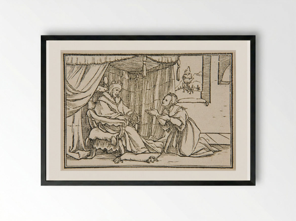 Abishag Cherishes David - Hans Holbein the Younger - Framed Print Black