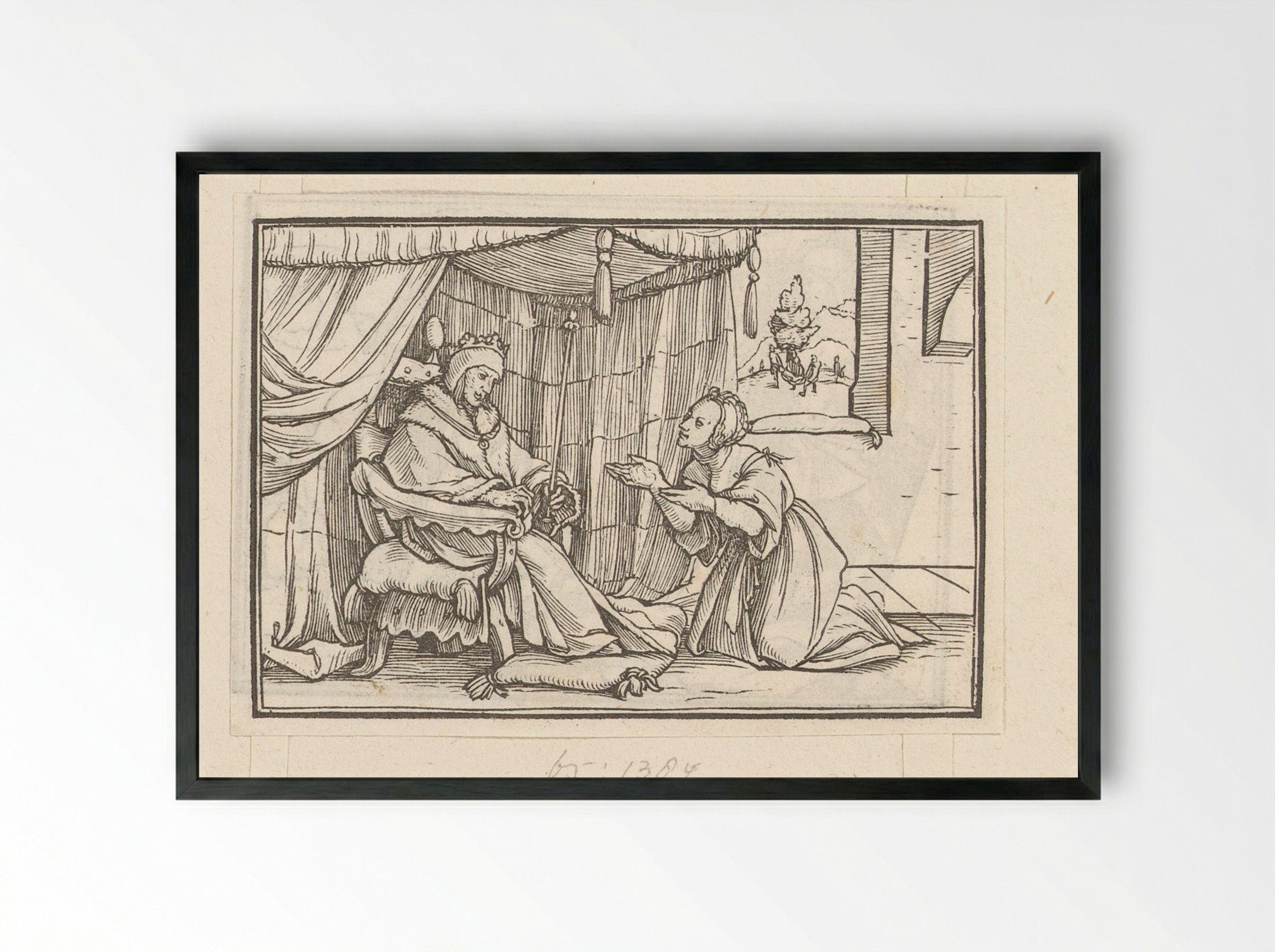 Abishag Kneeling Before David - Veit Rudolf Specklin - Framed Print Black