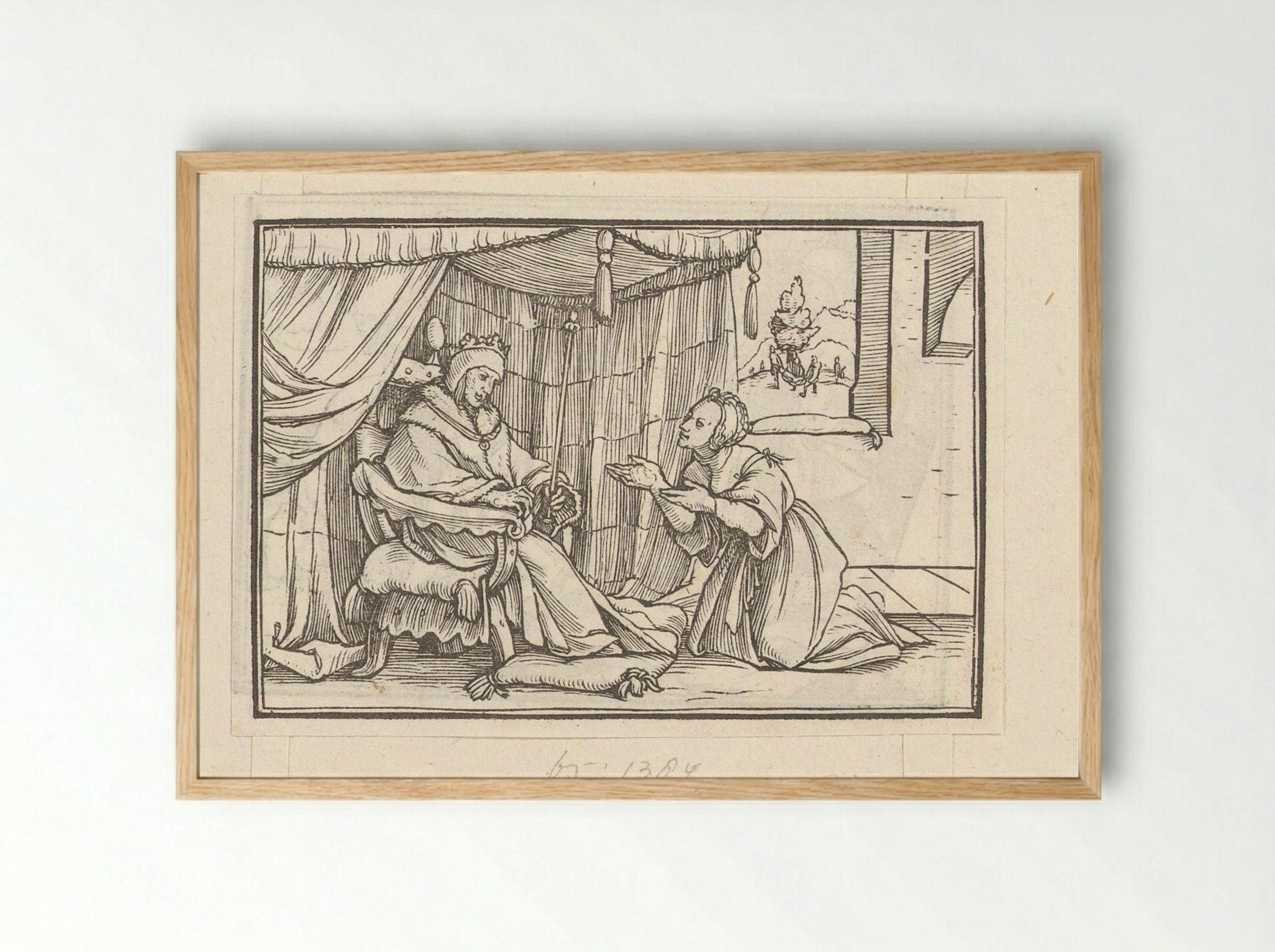 Abishag Kneeling Before David - Veit Rudolf Specklin - Framed Print Wood