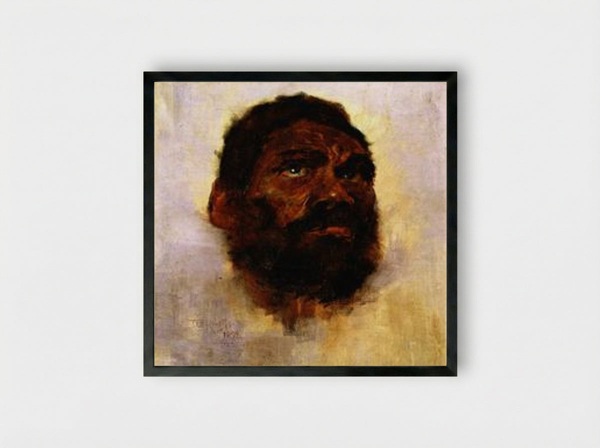 Aboriginal Head - Charlie Turner - Framed Print Black