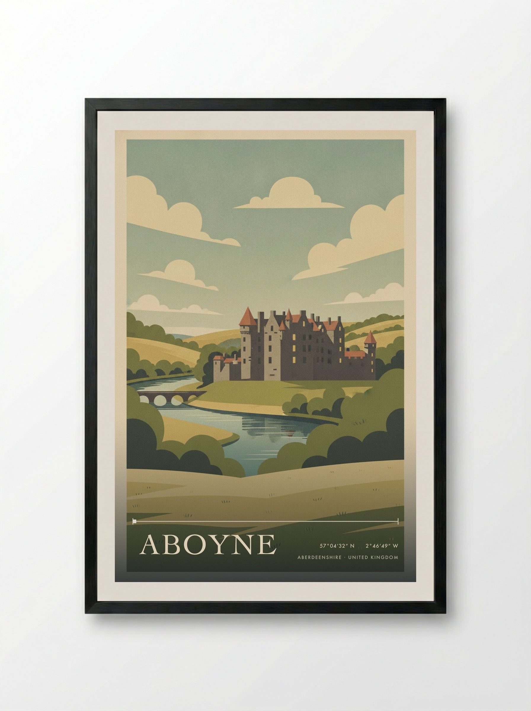 Aboyne Aberdeenshire United Kingdom Travel Poster - Framed Print Black