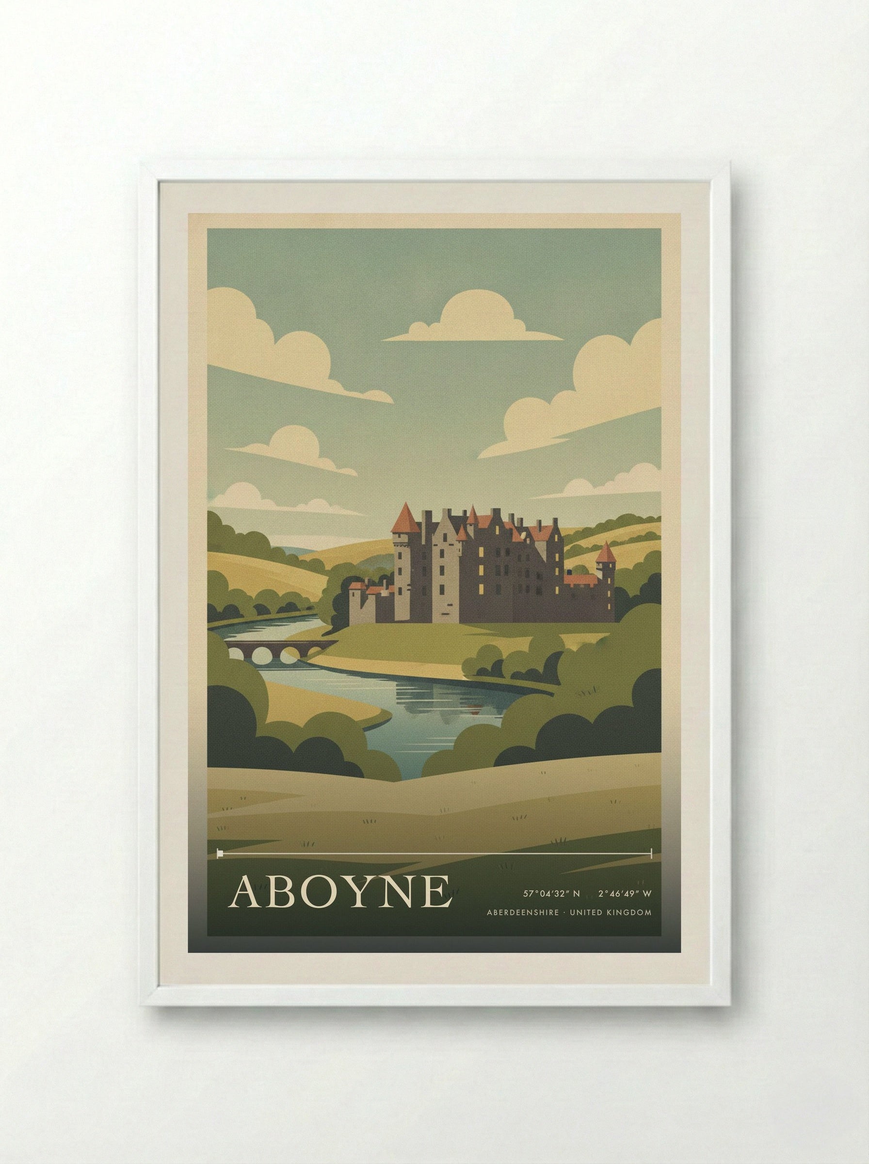 Aboyne Aberdeenshire United Kingdom Travel Poster - Framed Print White