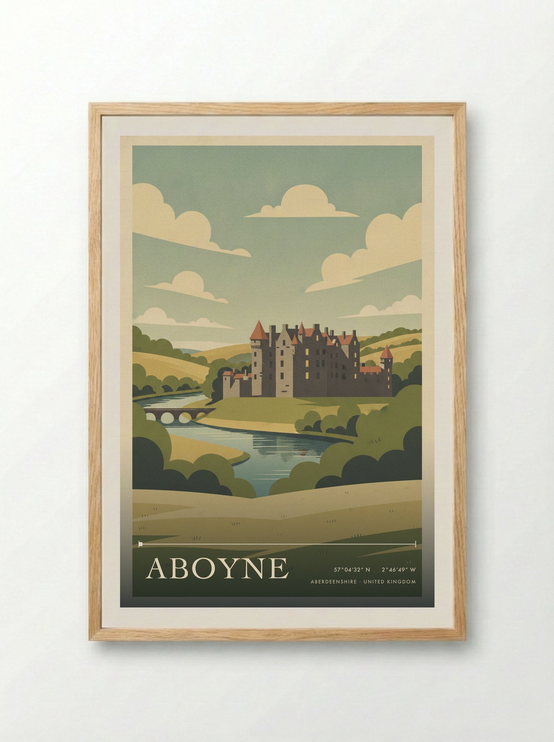 Aboyne Aberdeenshire United Kingdom Travel Poster - Framed Print Wood
