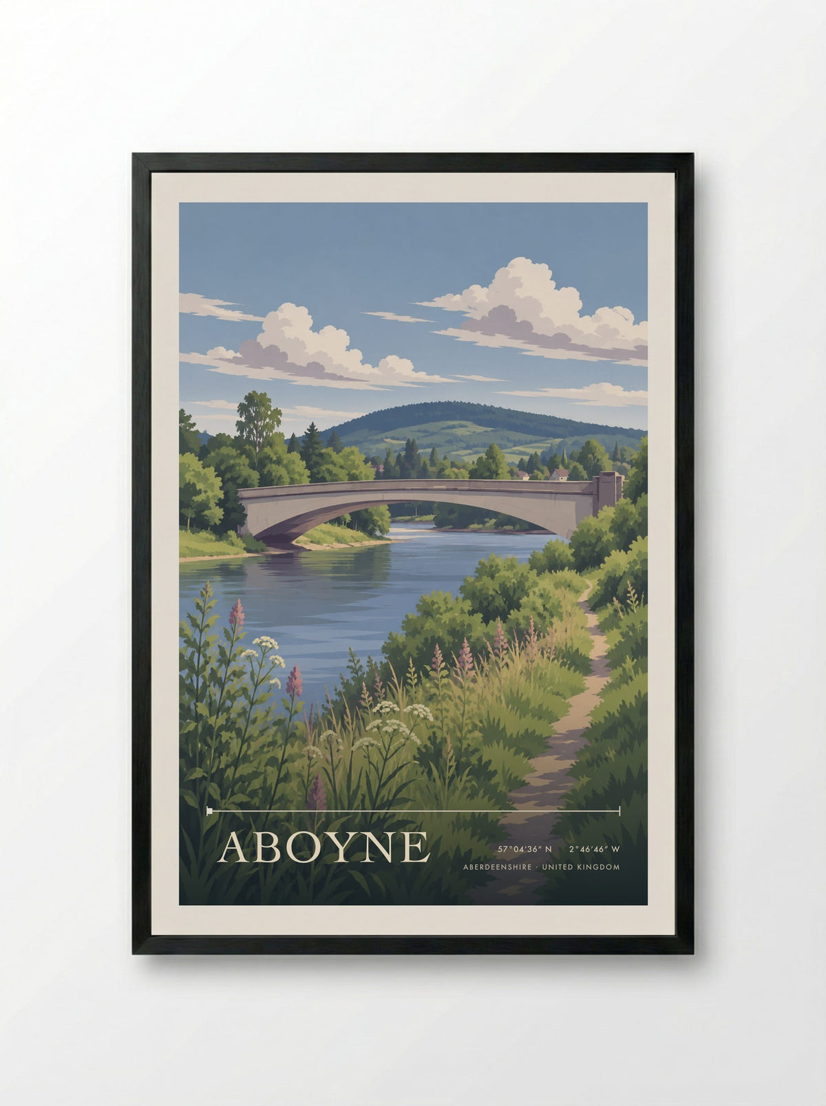 Aboyne, Aberdeenshire | Travel Poster - Framed Print Black