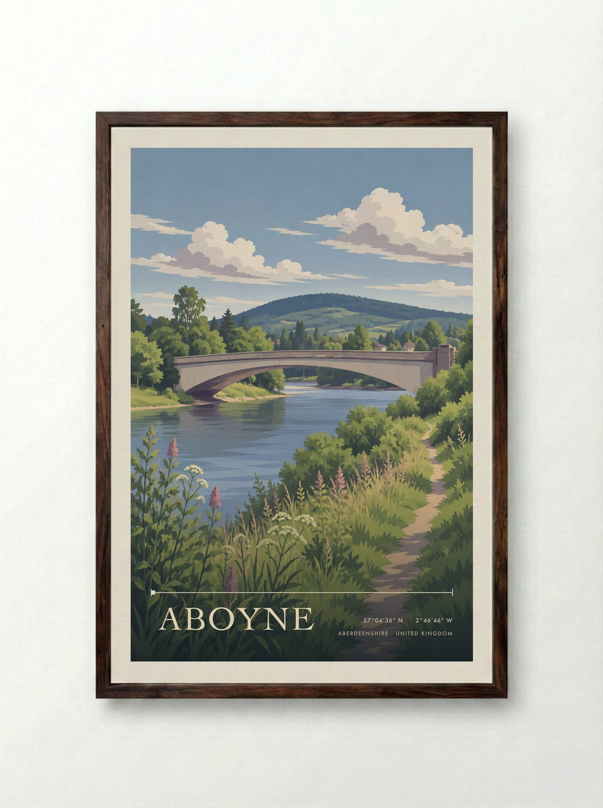 Aboyne, Aberdeenshire | Travel Poster - Framed Print Dark Wood