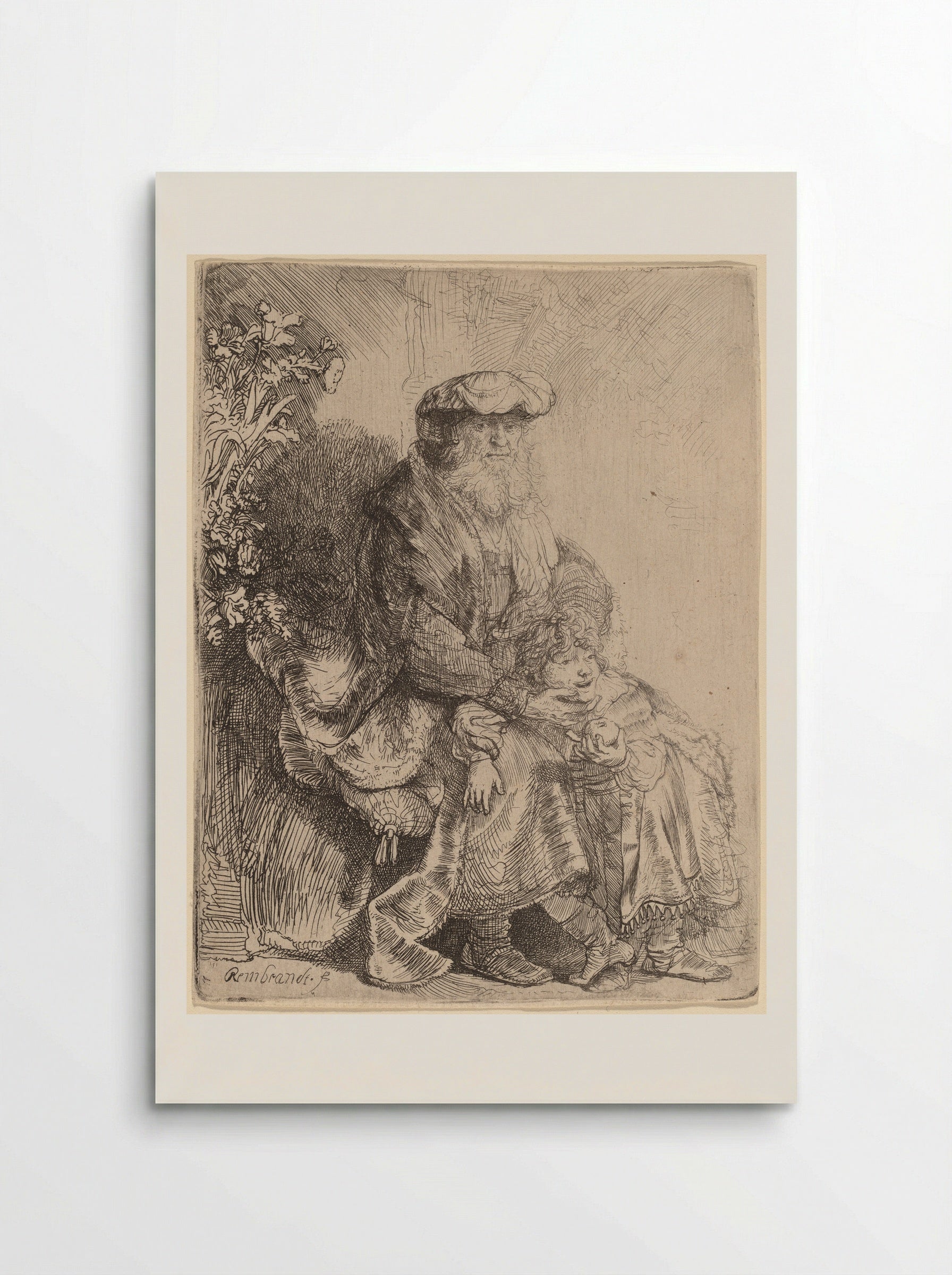 Abraham Caressing Isaac - Rembrandt Harmensz. van Rijn - Poster