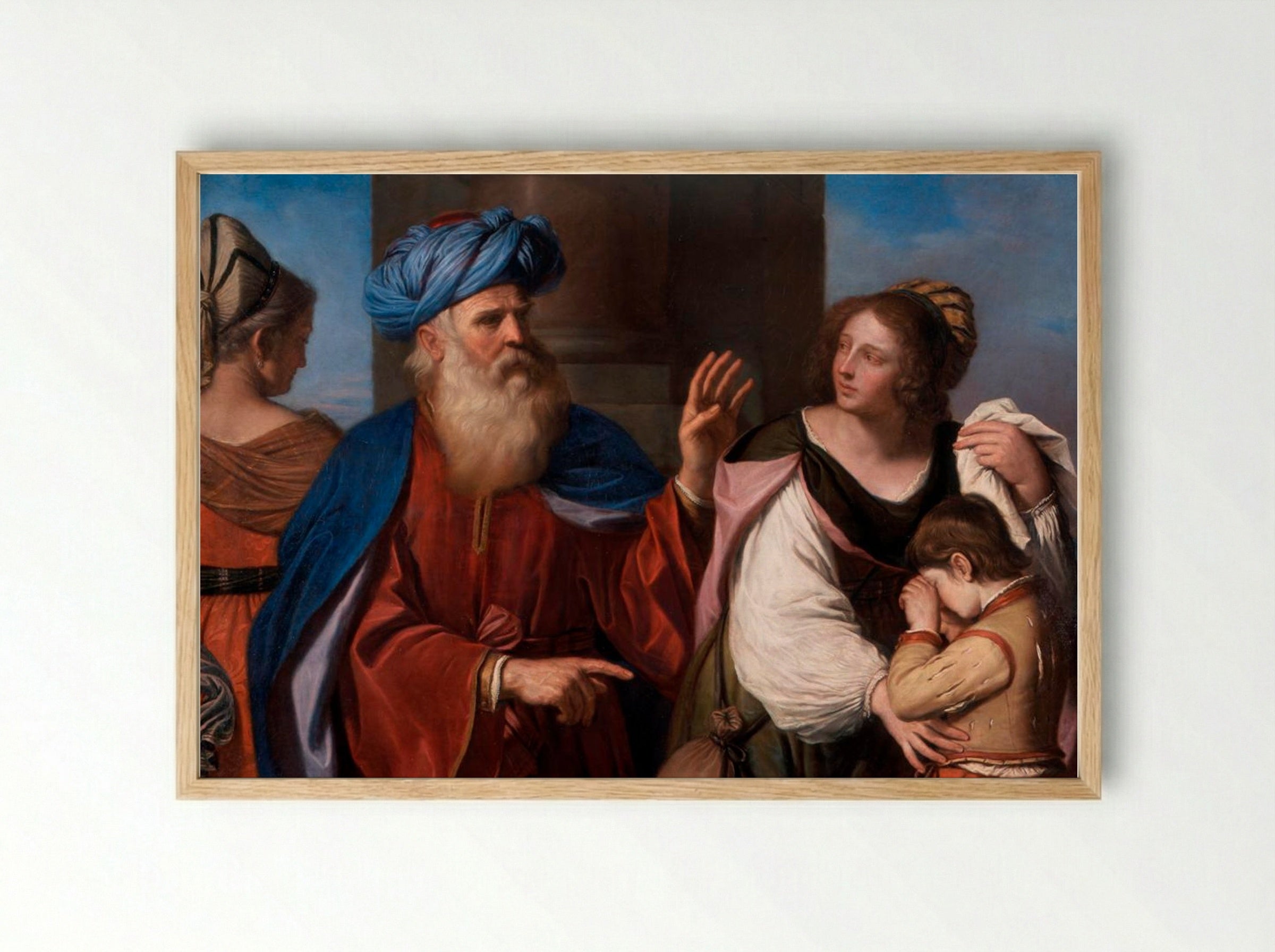 Abraham Casting Out Hagar and Ishmael - Guercino - Framed Print Wood