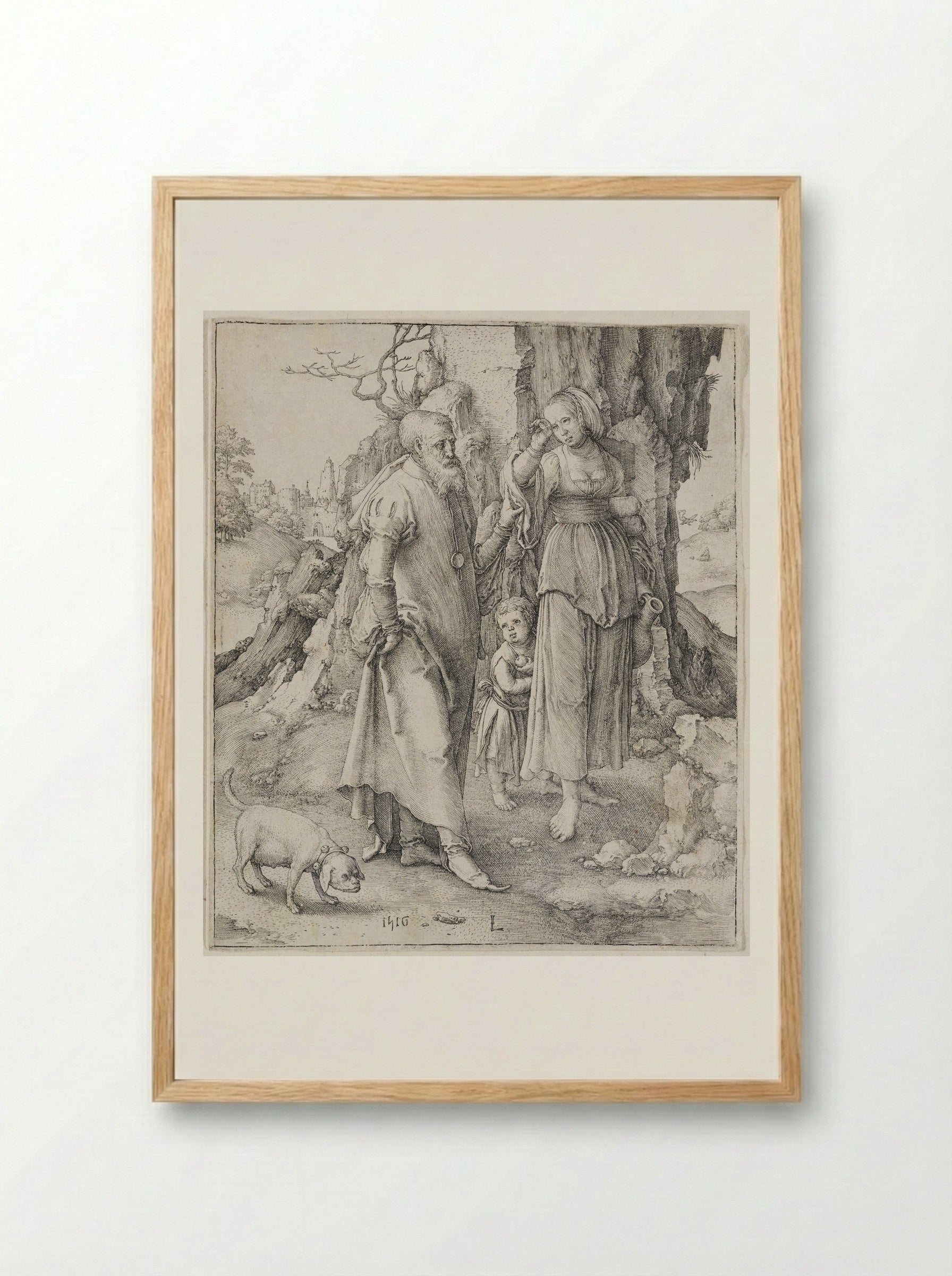 Abraham Dismissing Hagar - Lucas van Leyden - Framed Print Wood