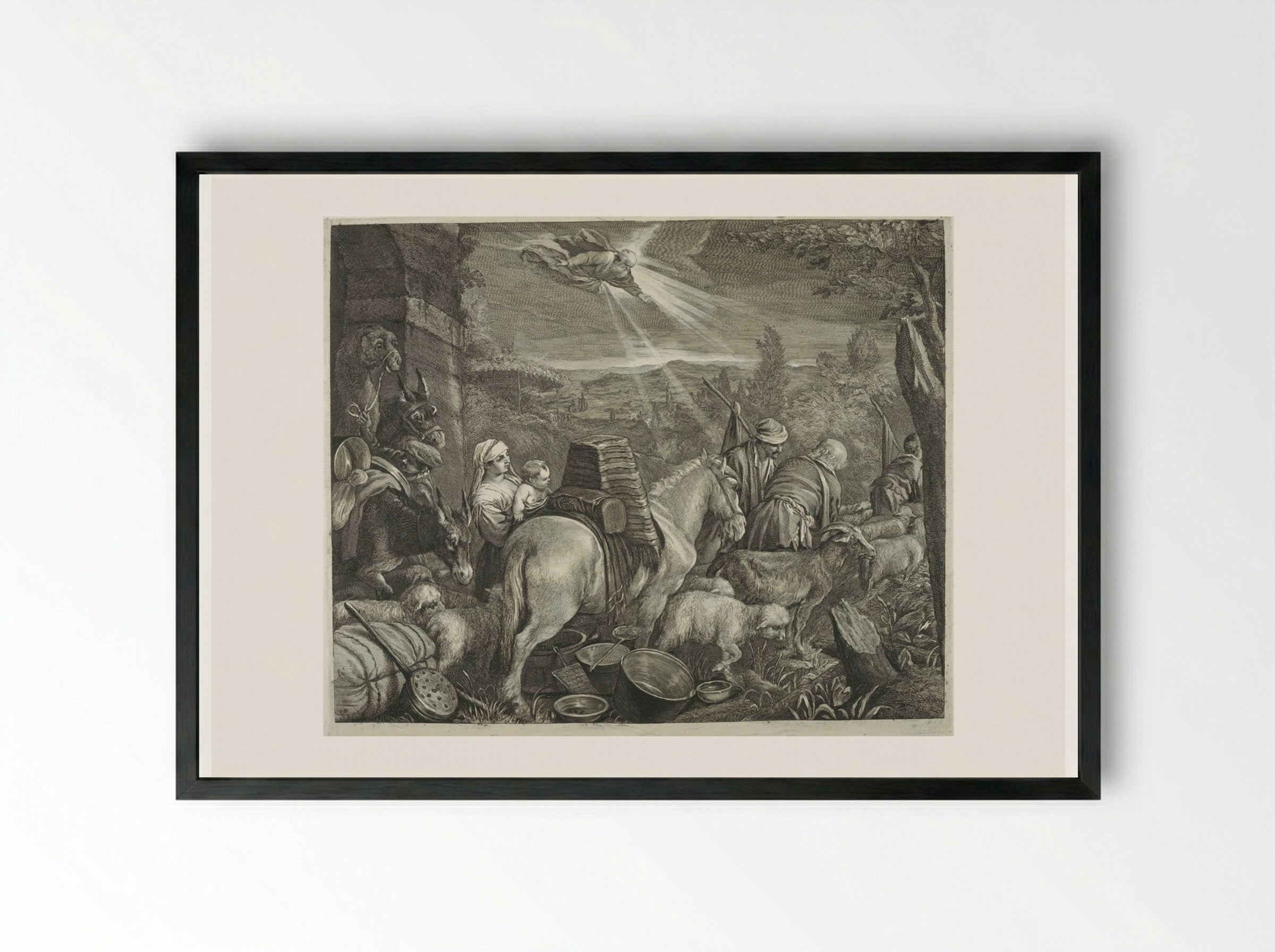 Abraham Leaving the Country of Haran - Cornelis Visscher - Framed Print Black