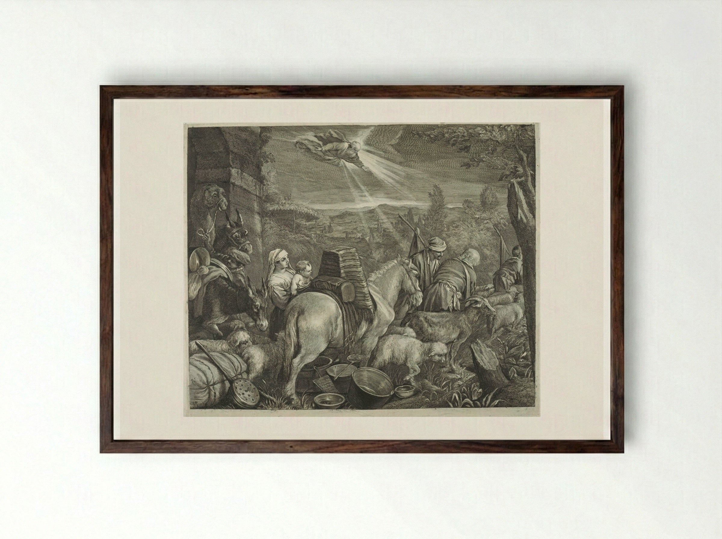 Abraham Leaving the Country of Haran - Cornelis Visscher - Framed Print Dark Wood
