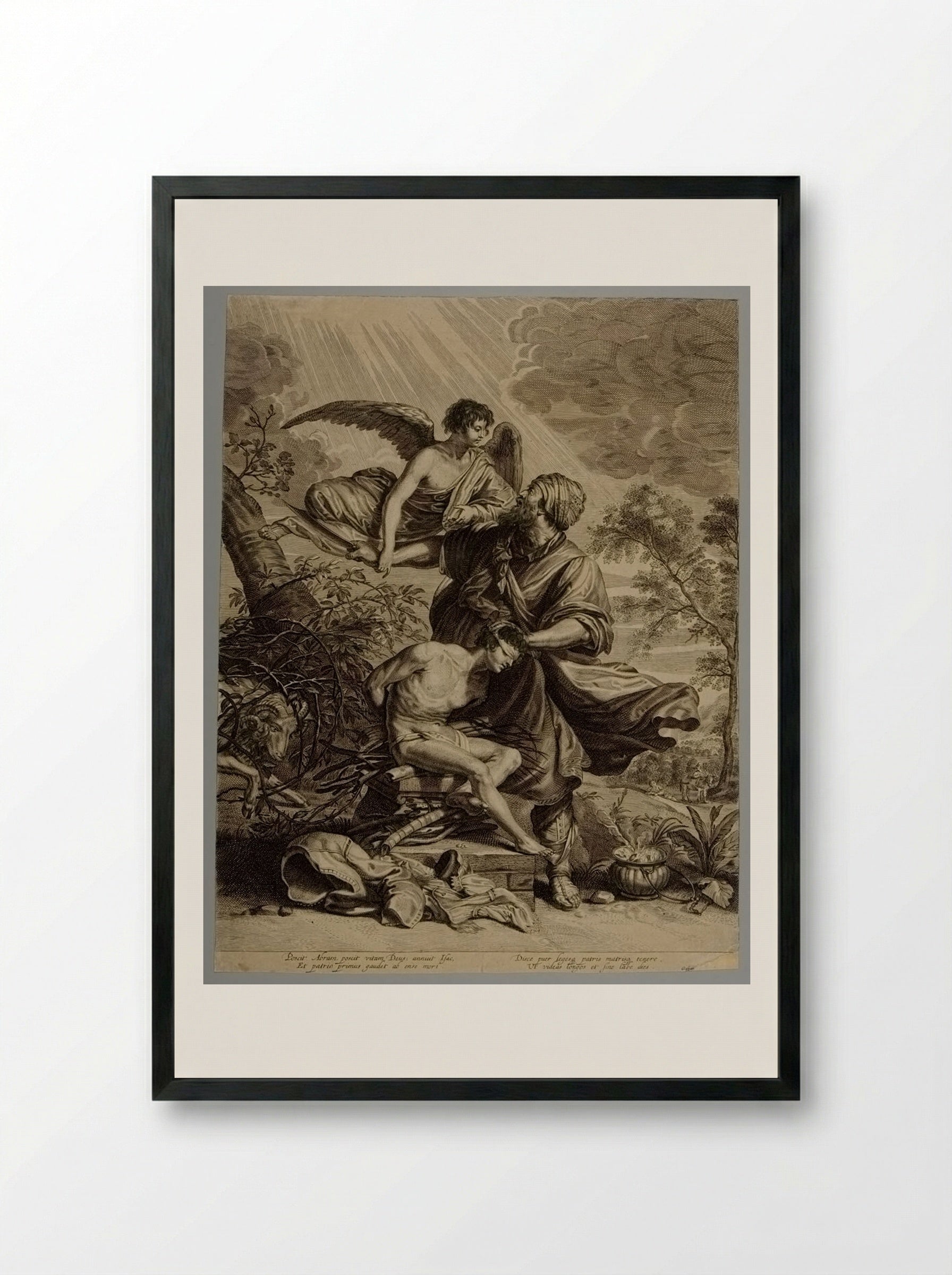 Abraham Offering up Isaac - Schelte Adamsz. Bolswert - Framed Print Black
