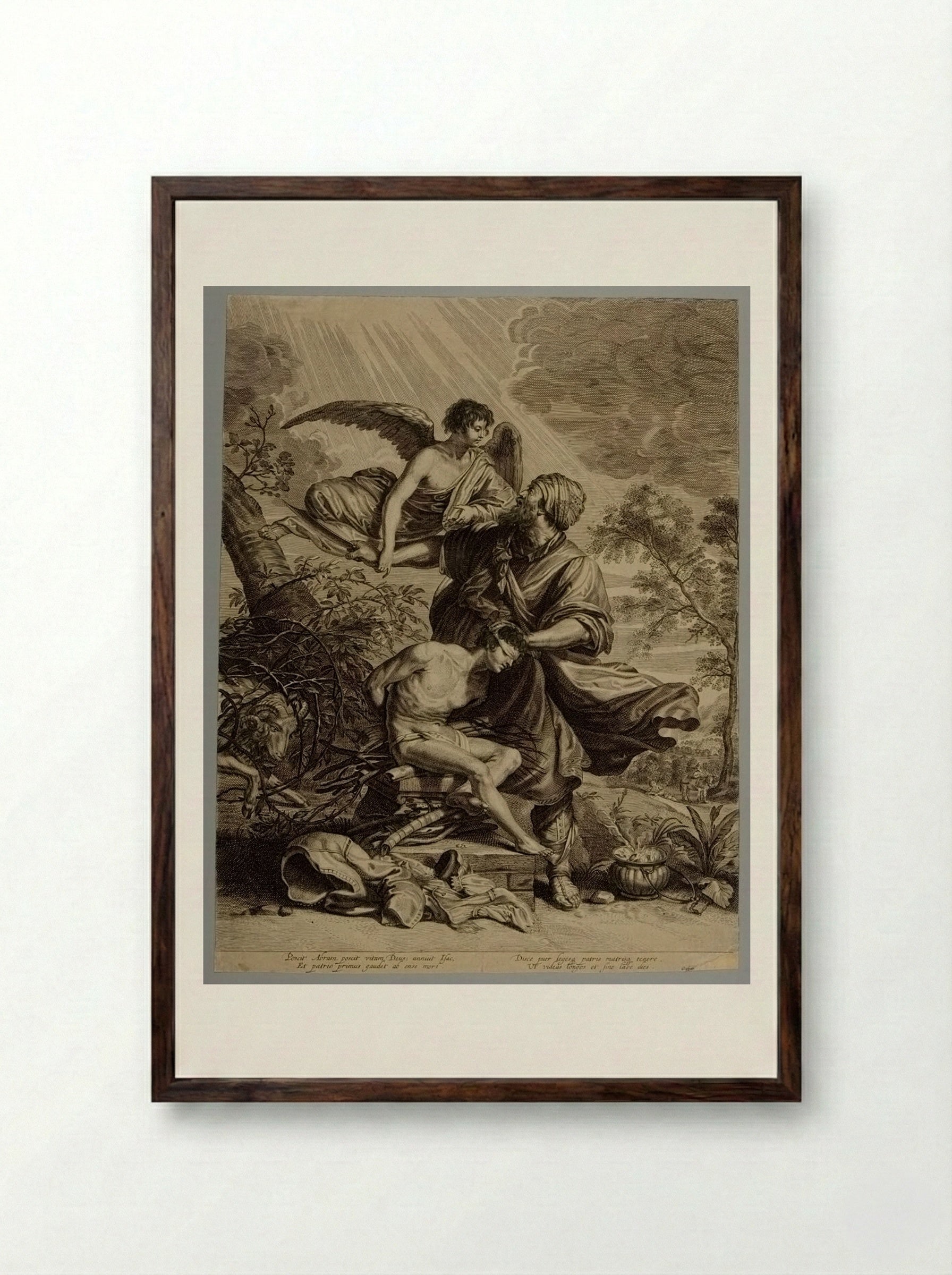Abraham Offering up Isaac - Schelte Adamsz. Bolswert - Framed Print Dark Wood